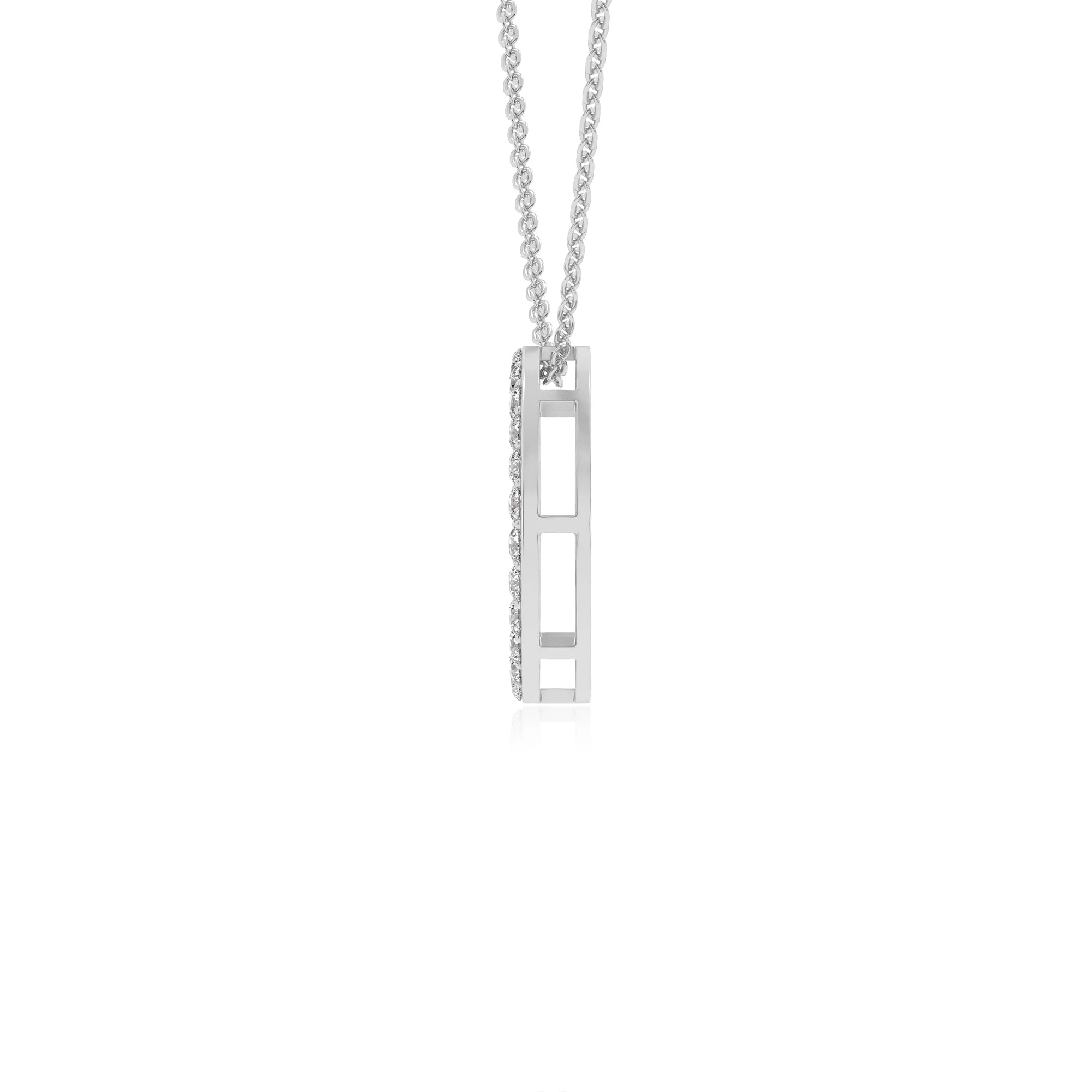 lab grown diamond round v-bale necklaces in sterling silver