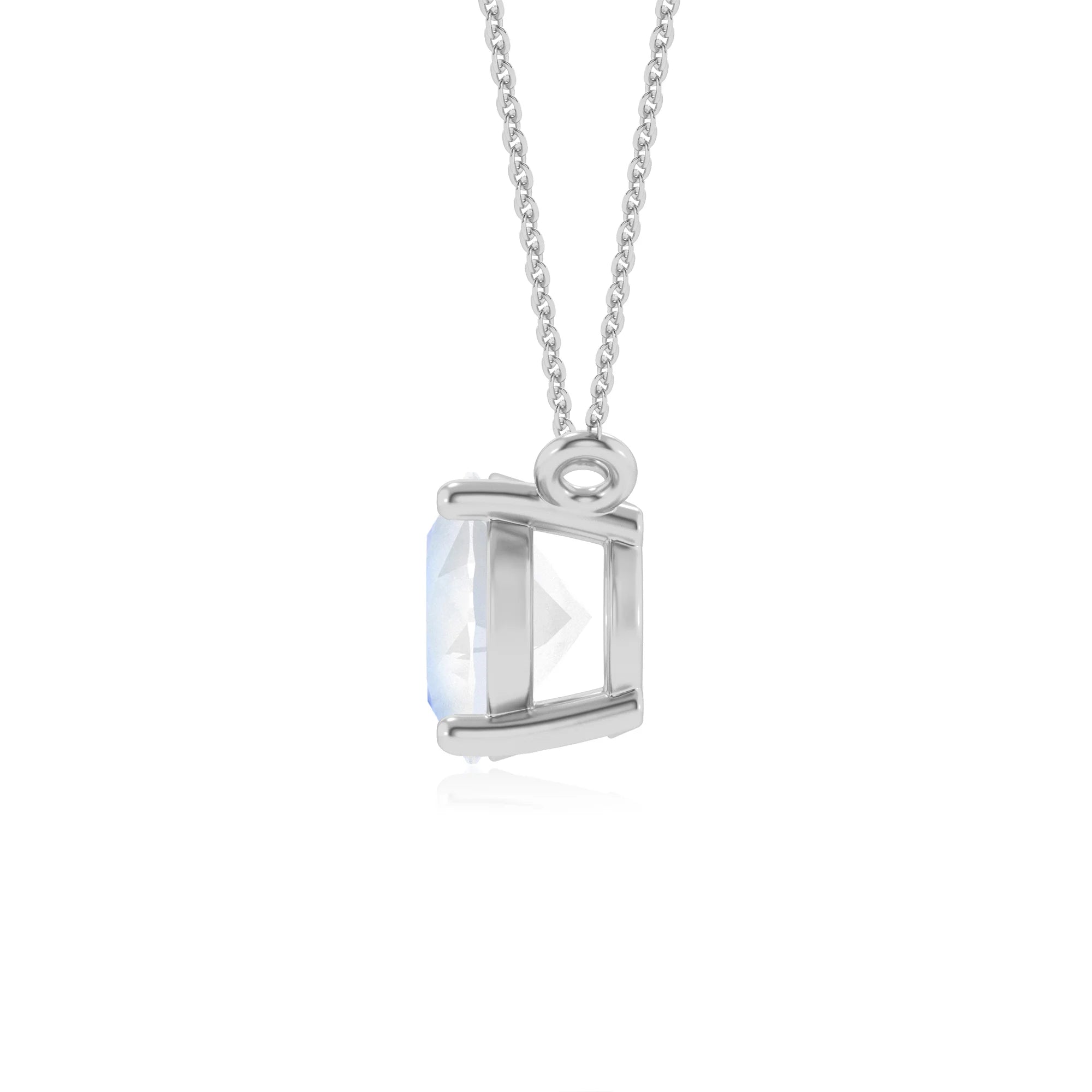 natural rainbow-moonstone oval solitaire necklaces in sterling silver