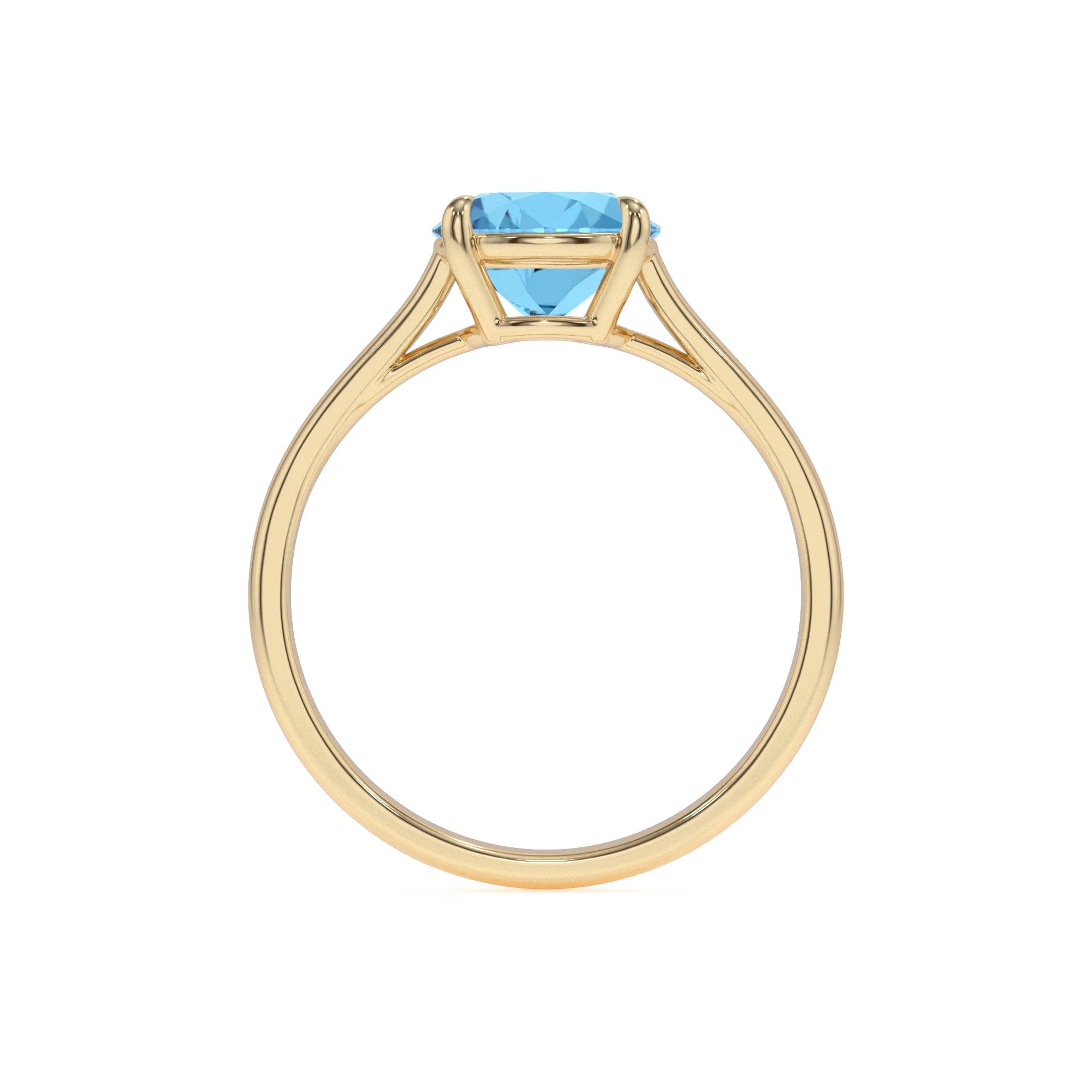 natural swiss-blue-topaz round solitaire rings in yellow gold