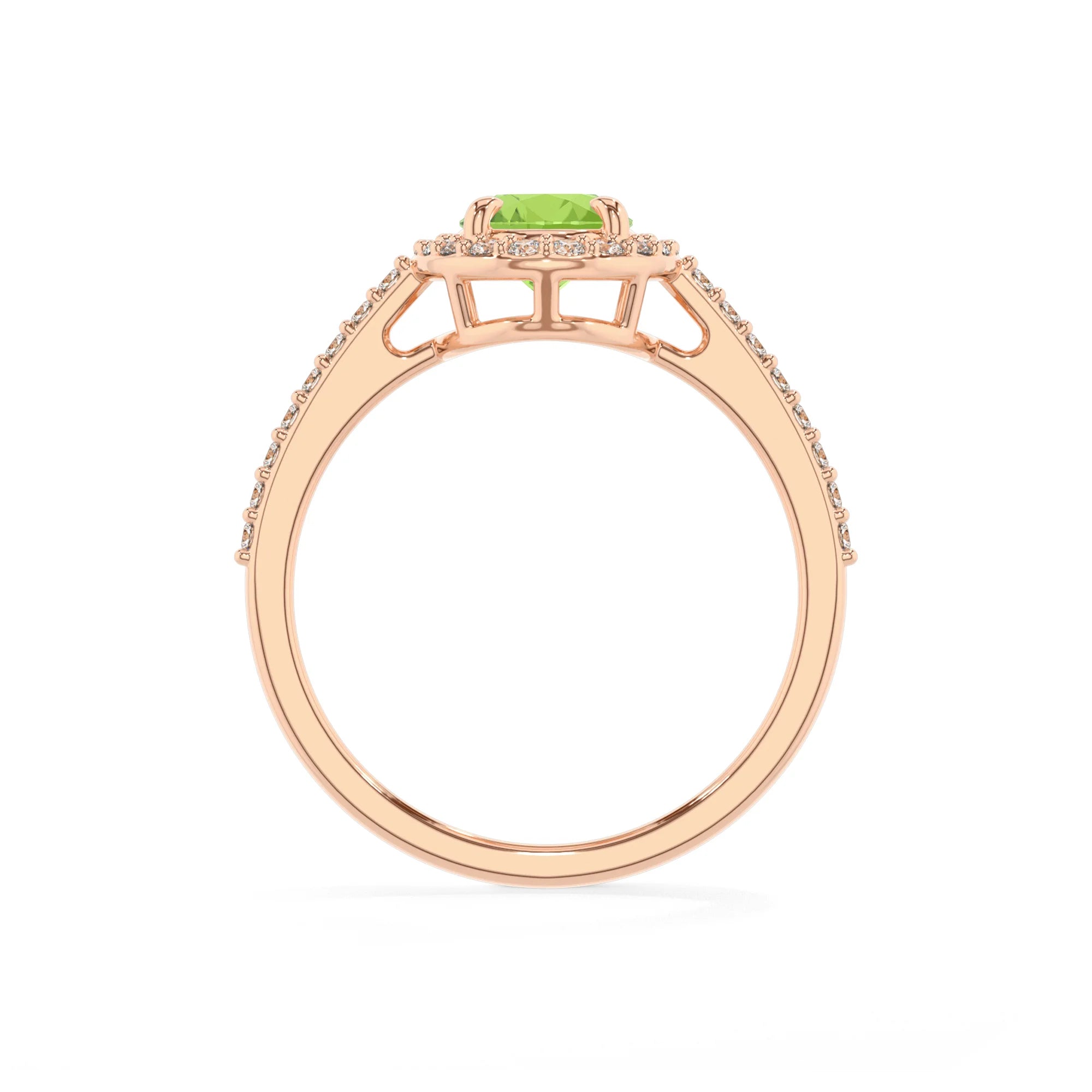 natural peridot oval solitaire rings in rose gold