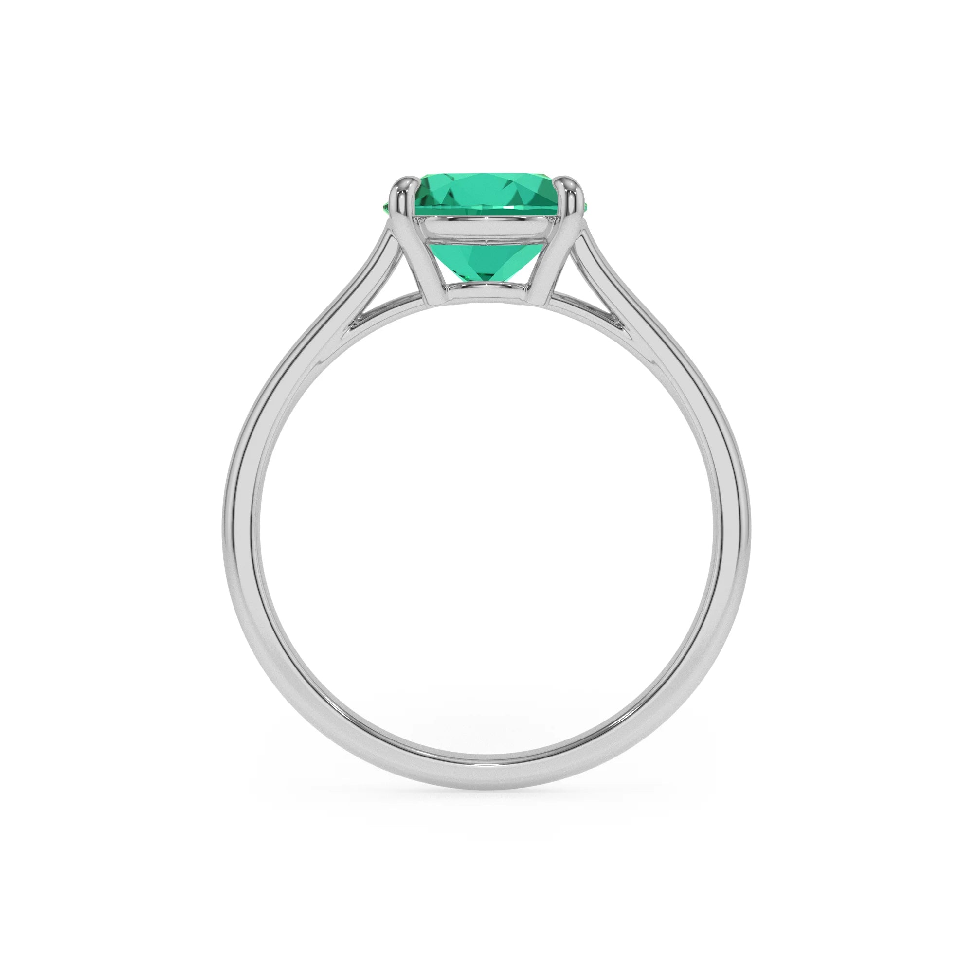 lab grown emerald pear solitaire rings in white gold
