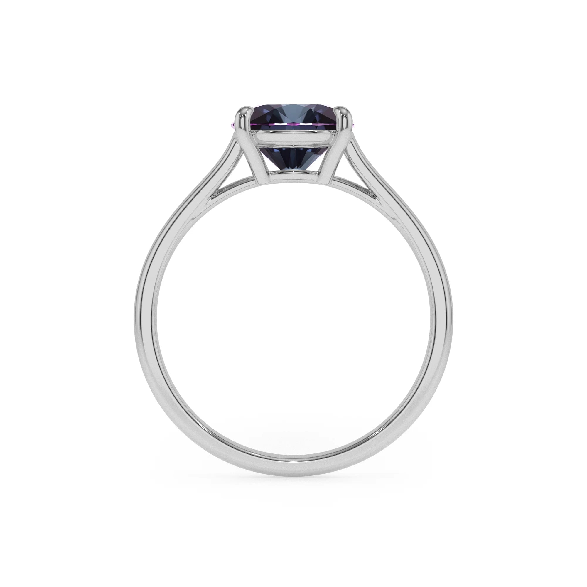 lab grown alexandrite pear solitaire rings in platinum