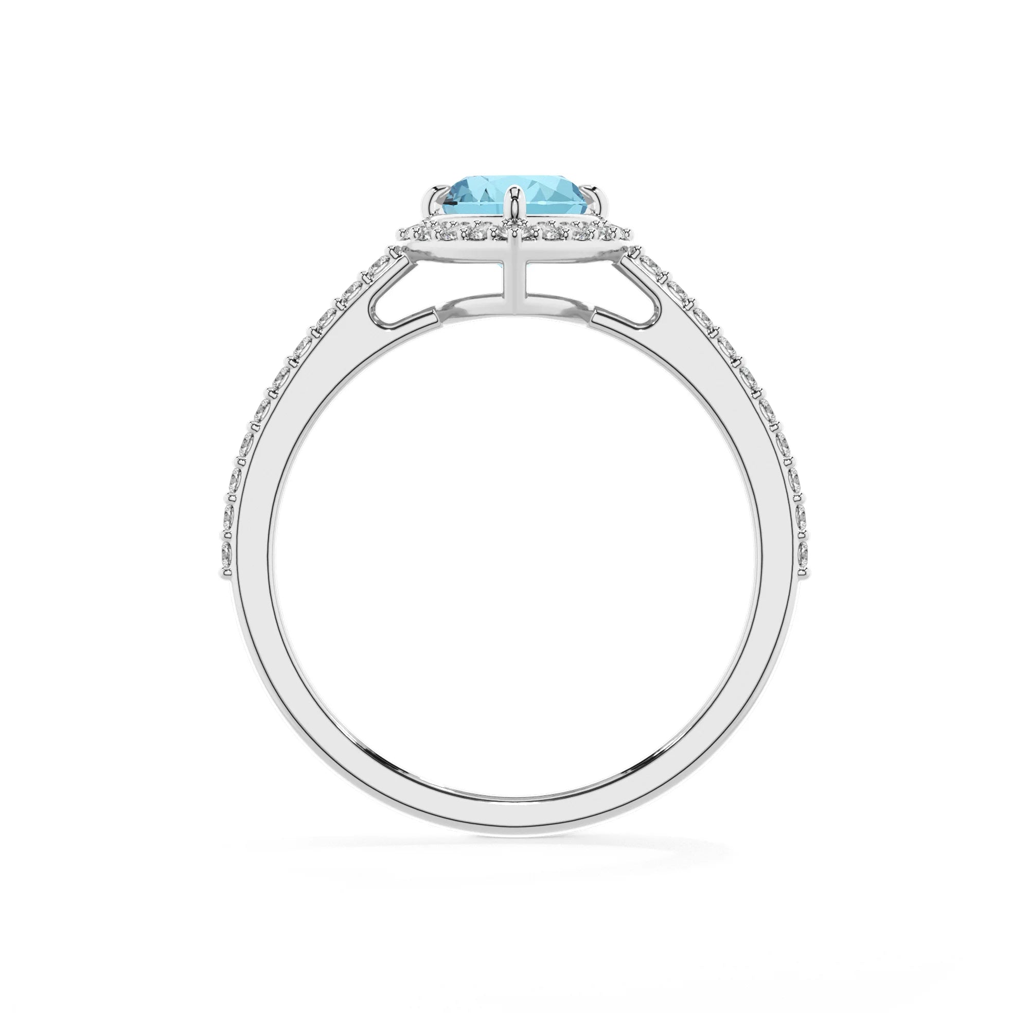 lab grown aquamarine heart solitaire rings in white gold