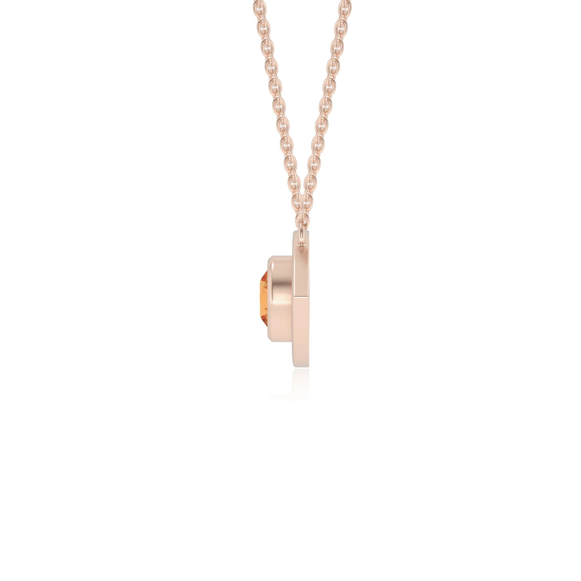 lab grown citrine round solitaire necklaces in rose gold