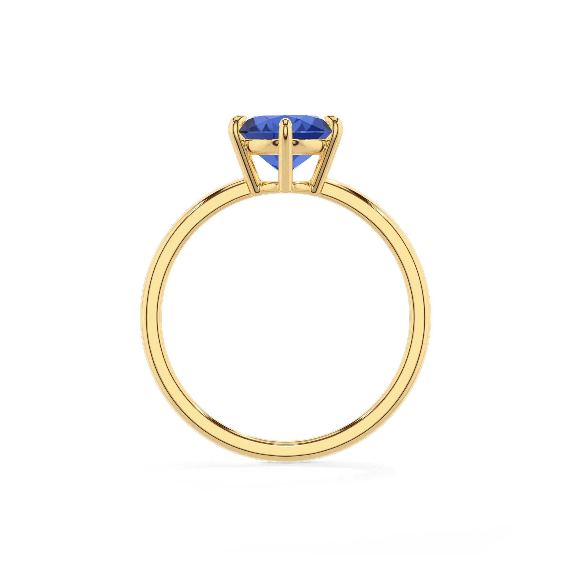 lab grown blue-sapphire oval solitaire rings in yellow gold
