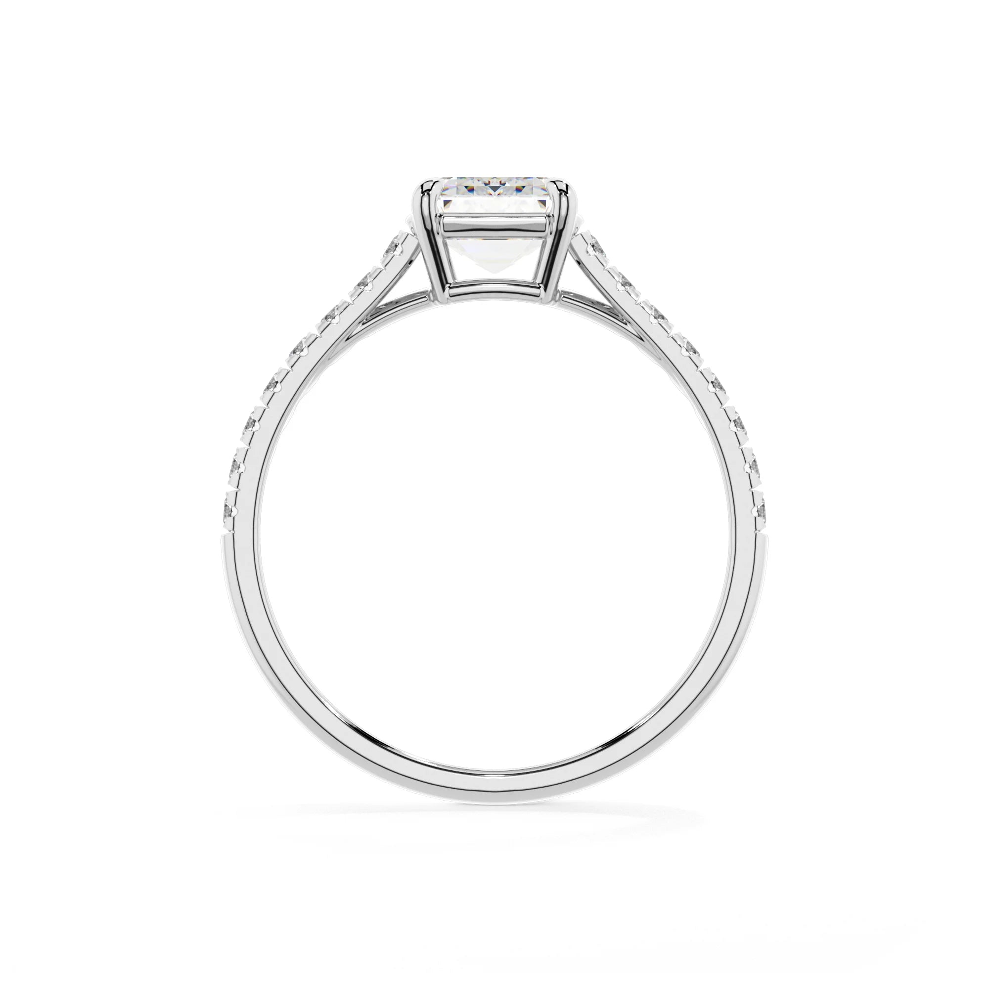 lab grown moissanite asscher half eternity solitaire engagement rings in white gold