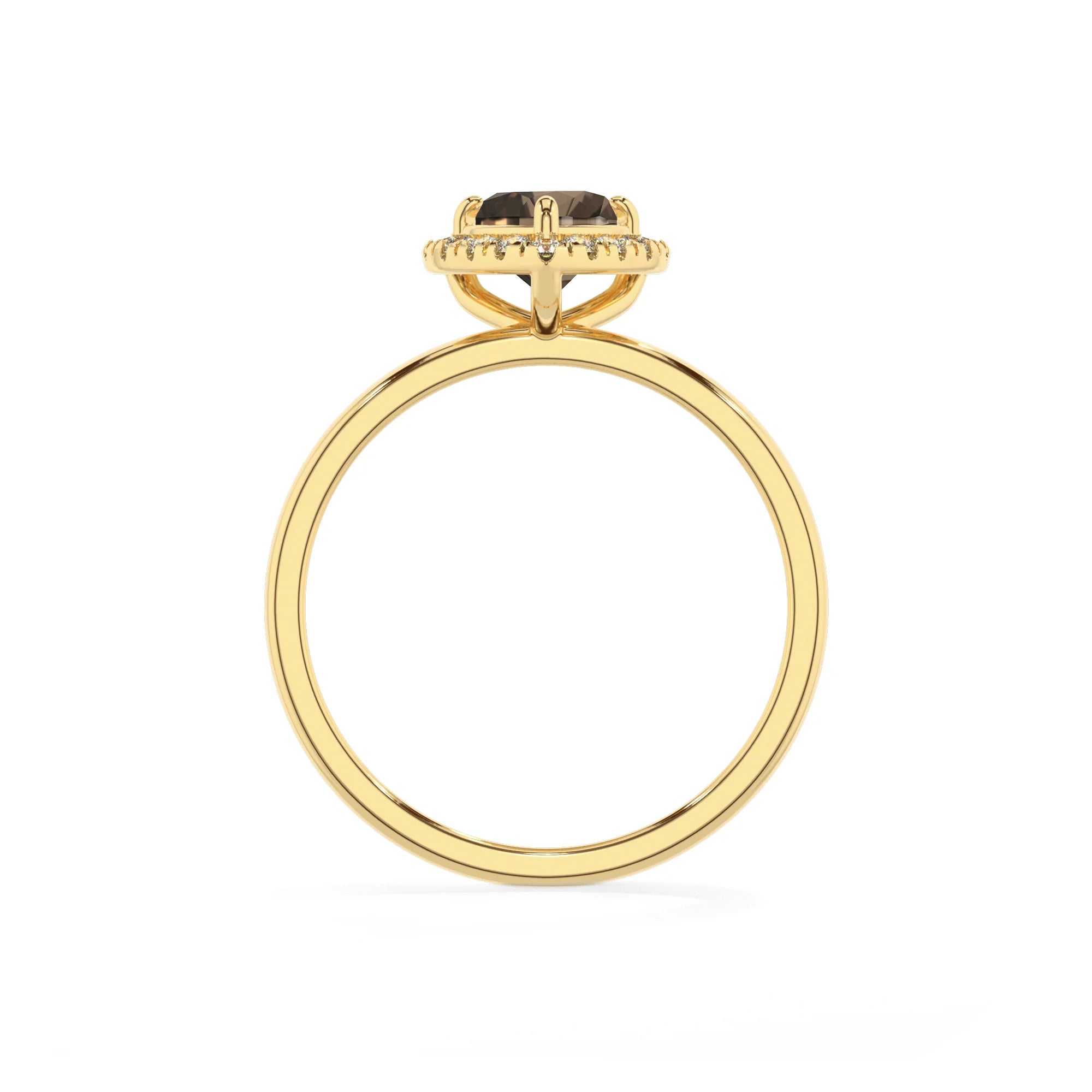 natural smoky-quartz heart solitaire rings in yellow gold