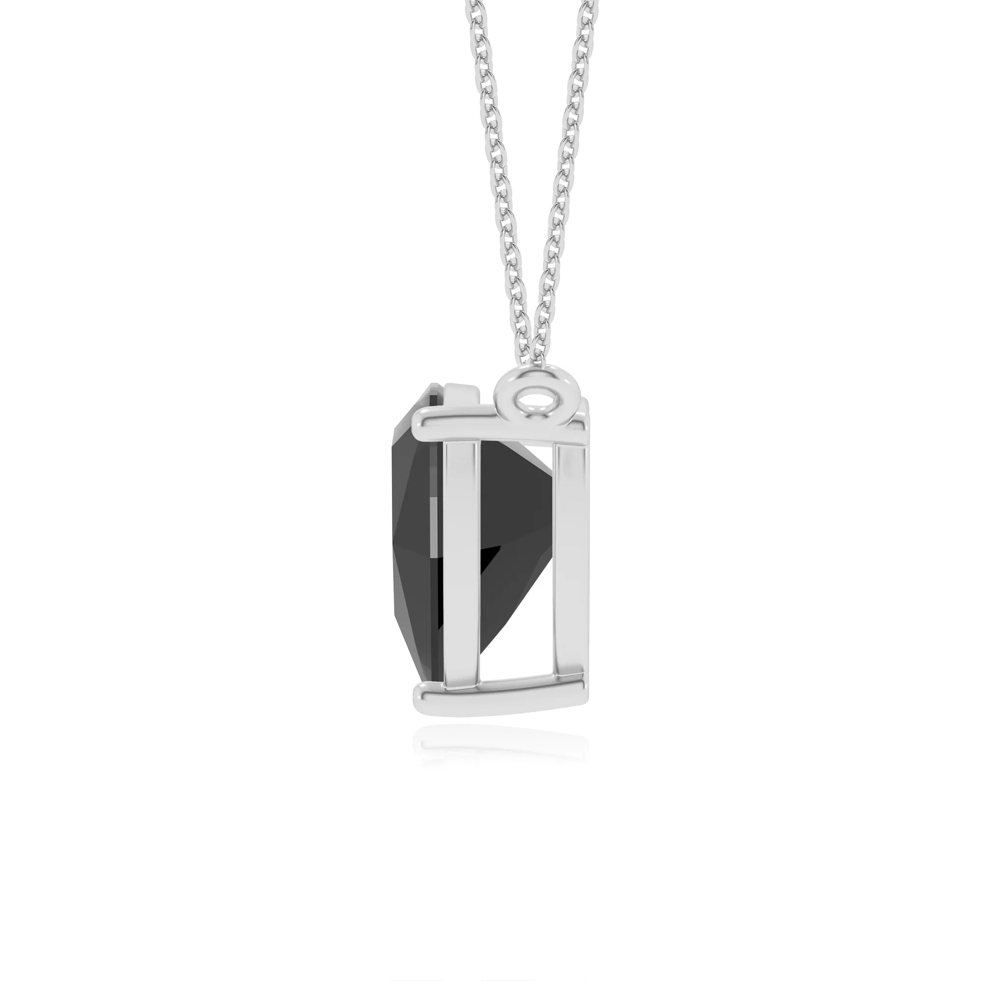 natural black-onyx trillion solitaire necklaces in sterling silver