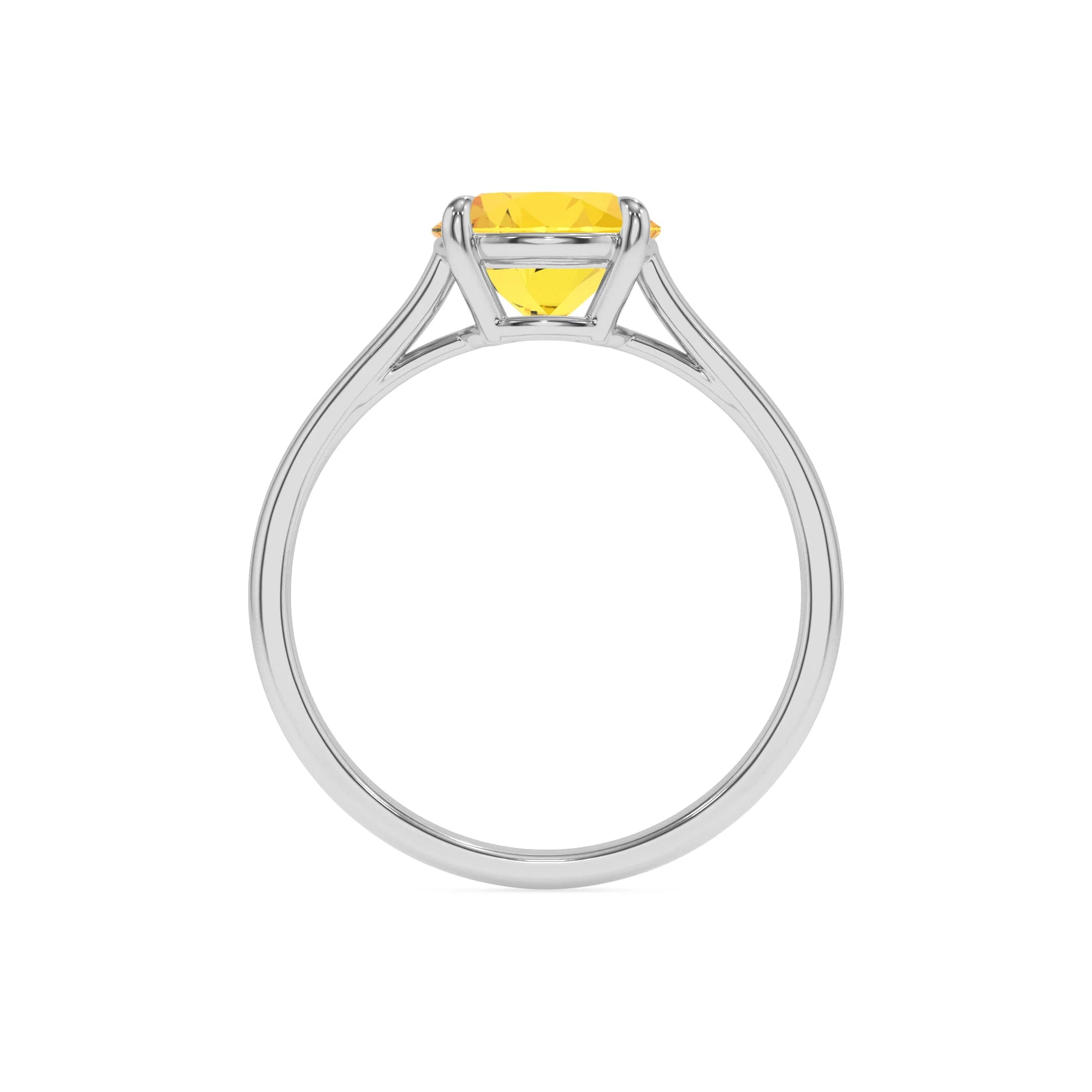 lab grown yellow-sapphire round solitaire rings in sterling silver