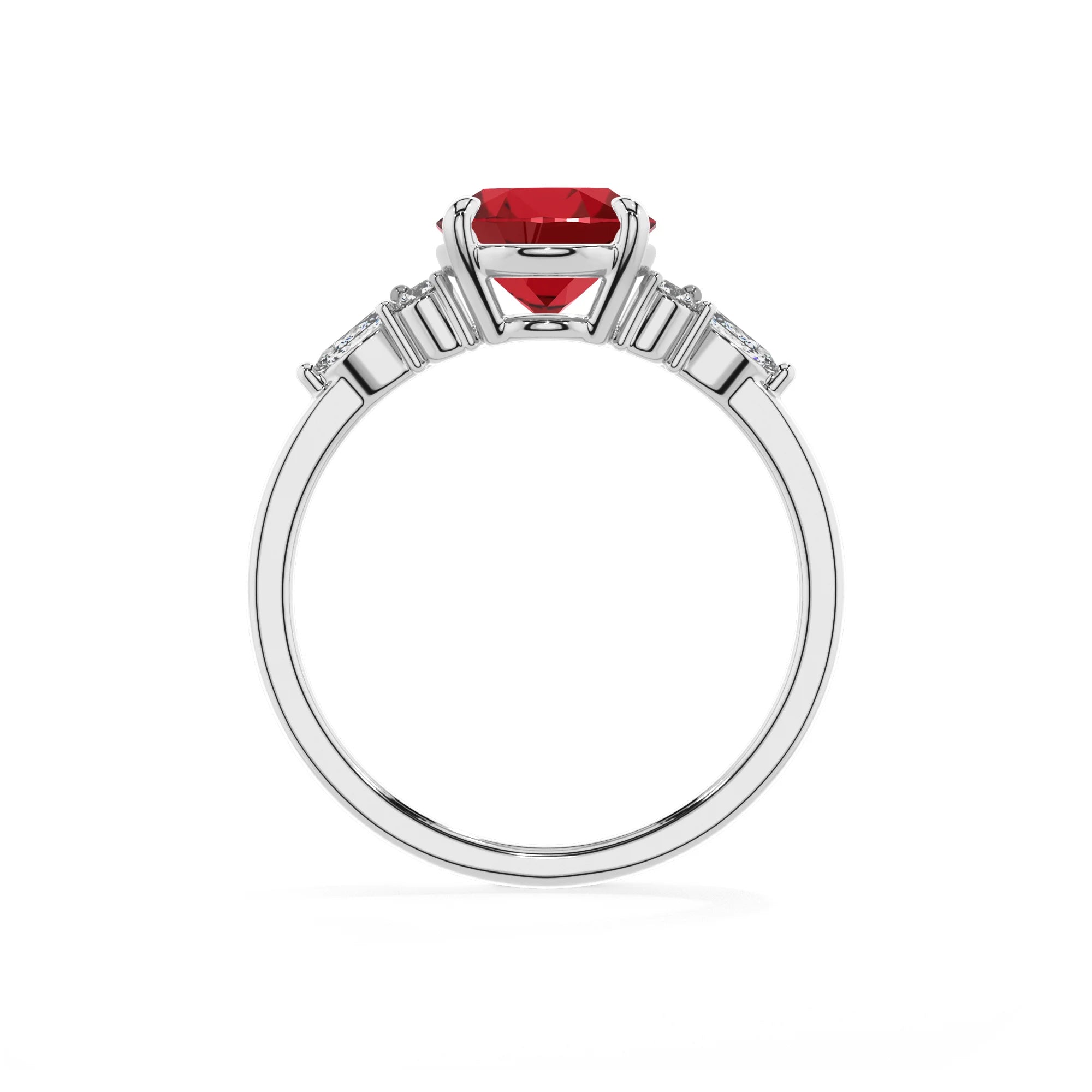 lab grown ruby oval solitaire rings in platinum