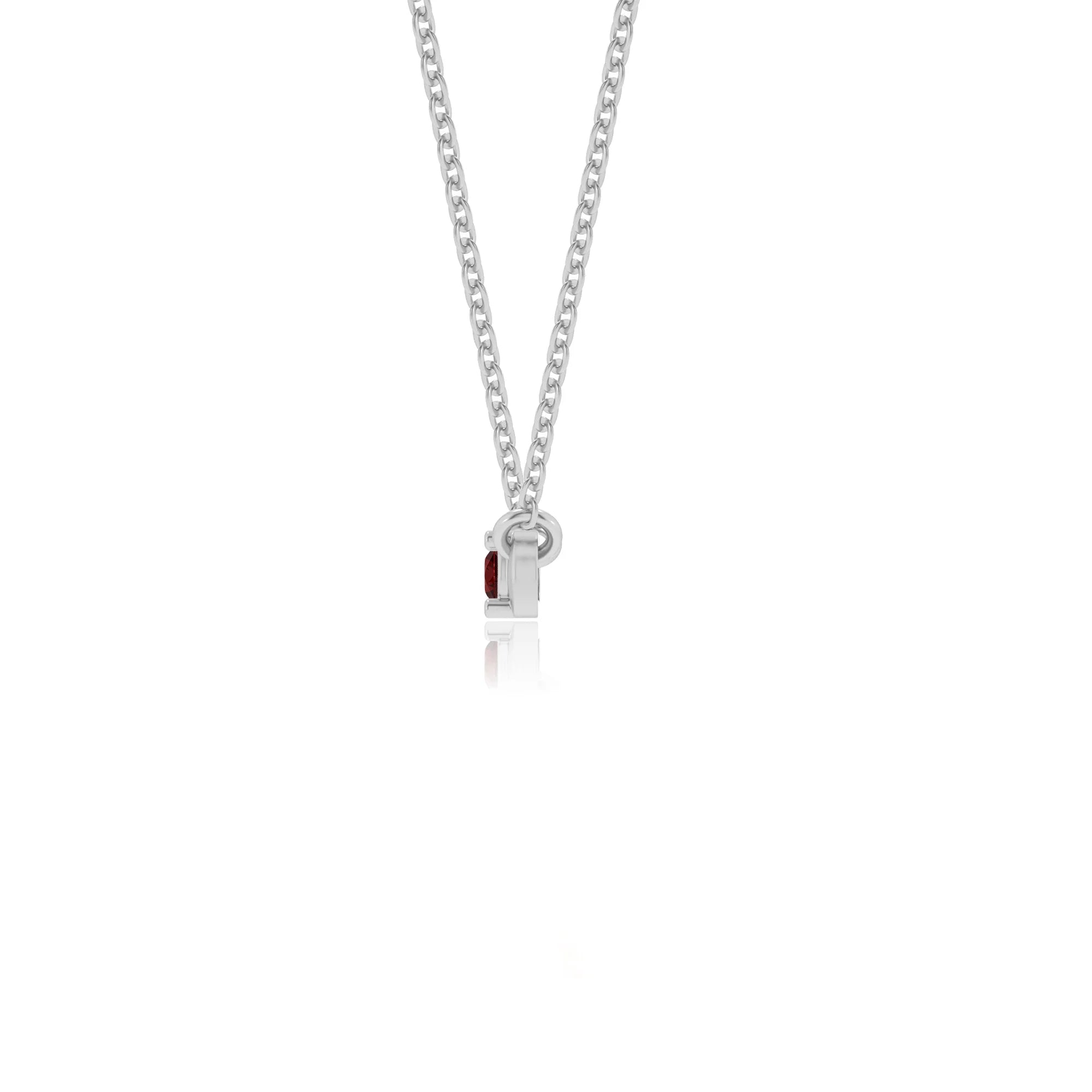 natural garnet round bar v-bale necklaces in white gold