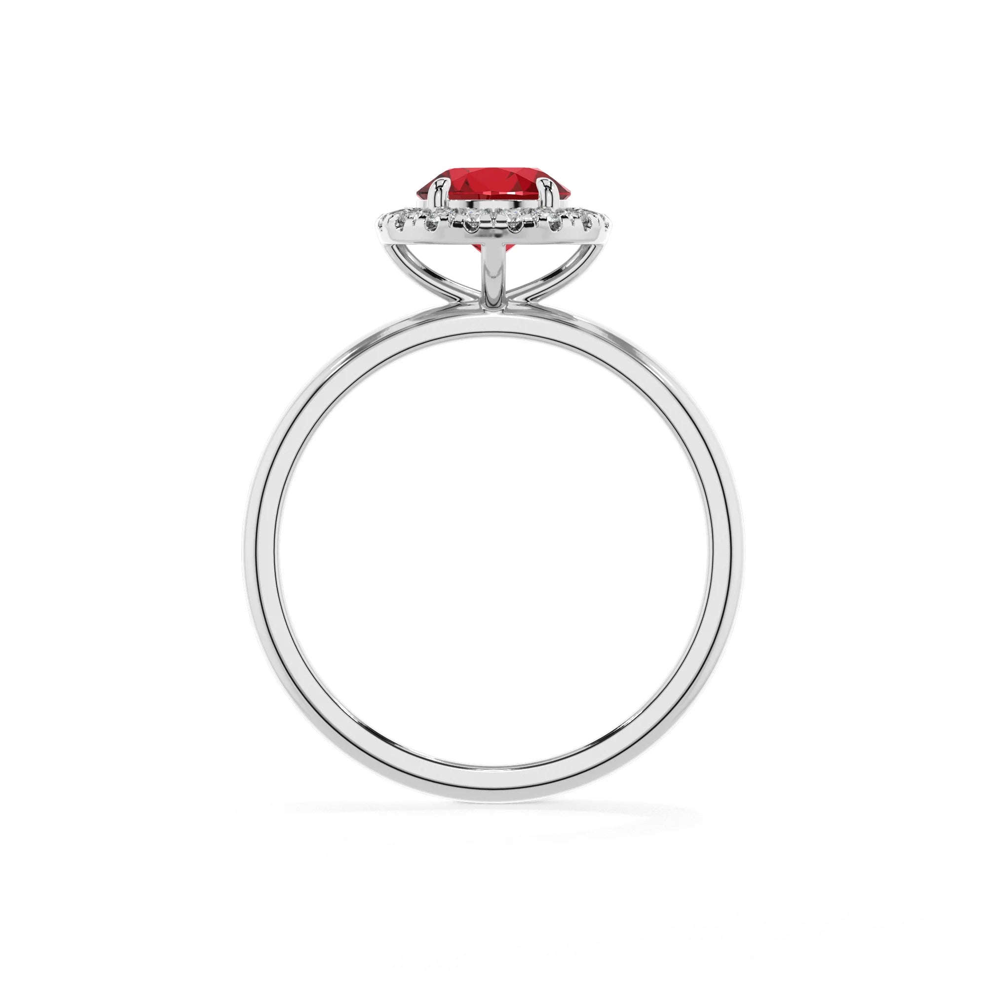 lab grown ruby round solitaire rings in white gold