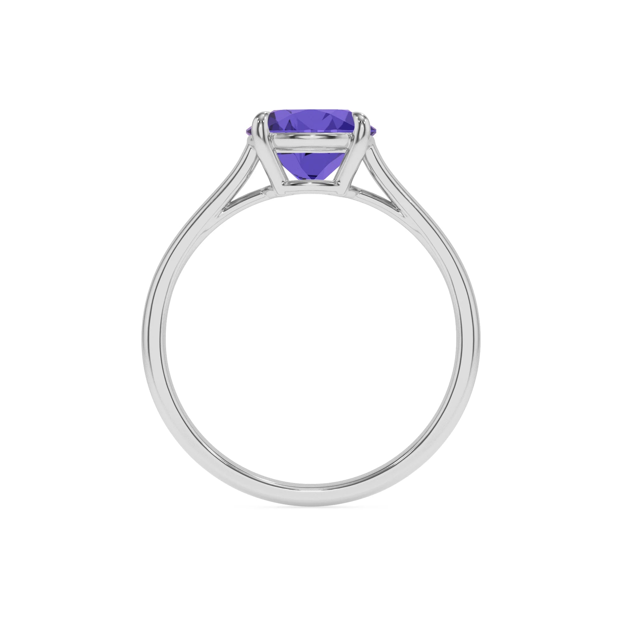 lab grown tanzanite round solitaire rings in platinum