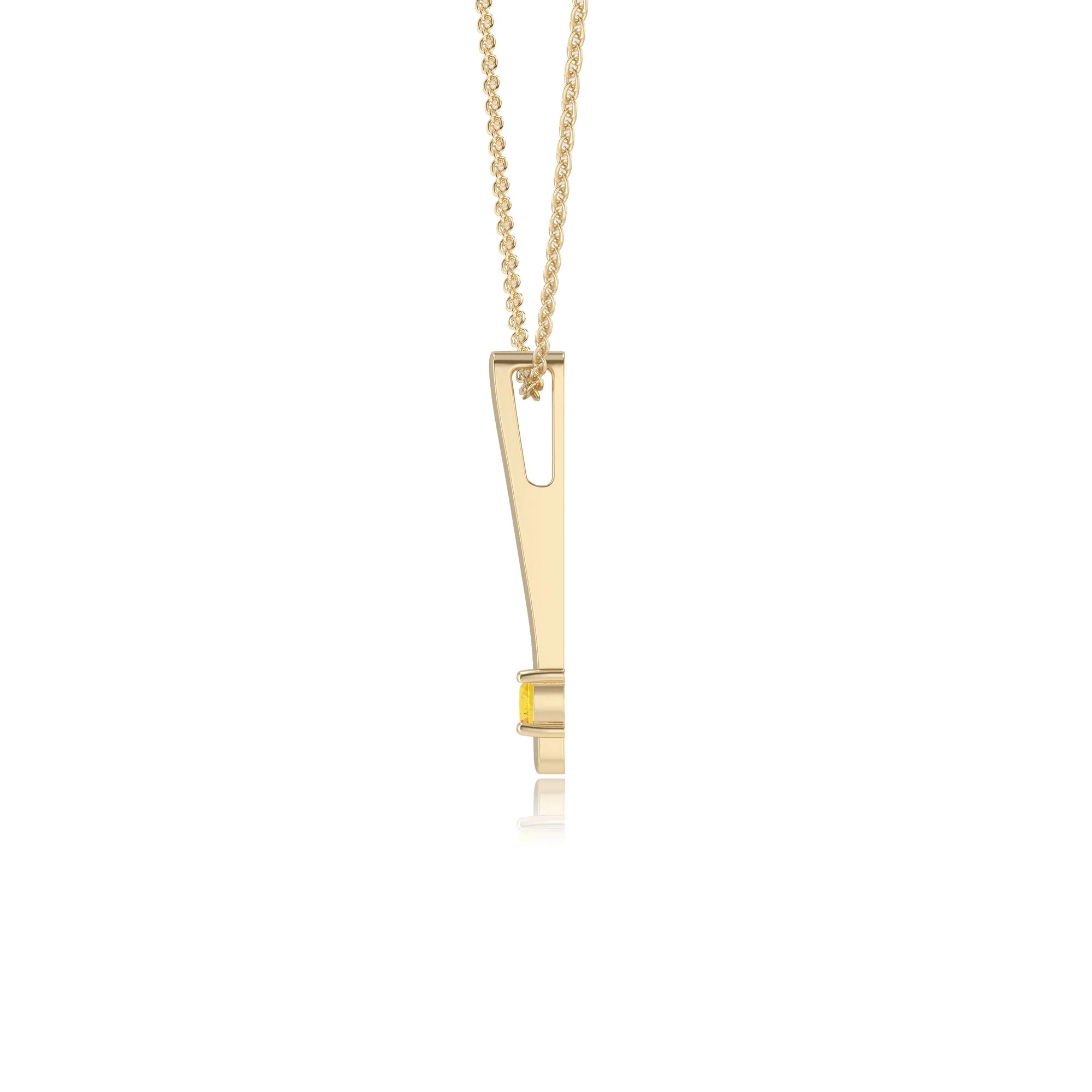lab grown yellow-sapphire round bar necklaces in yellow gold