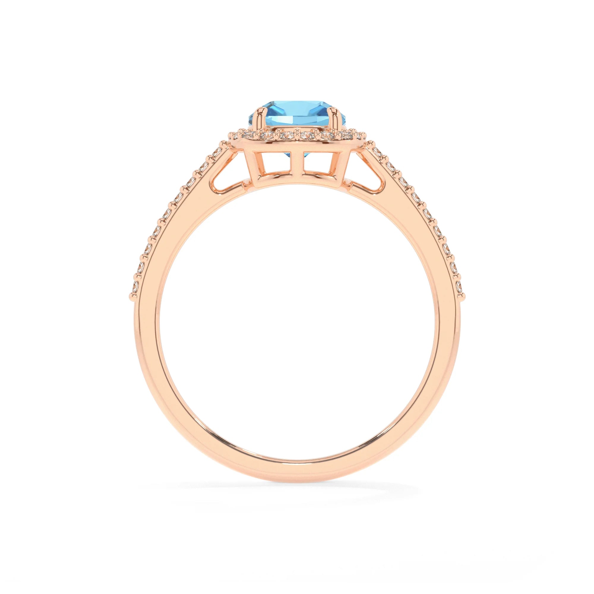 natural swiss-blue-topaz cushion solitaire rings in rose gold