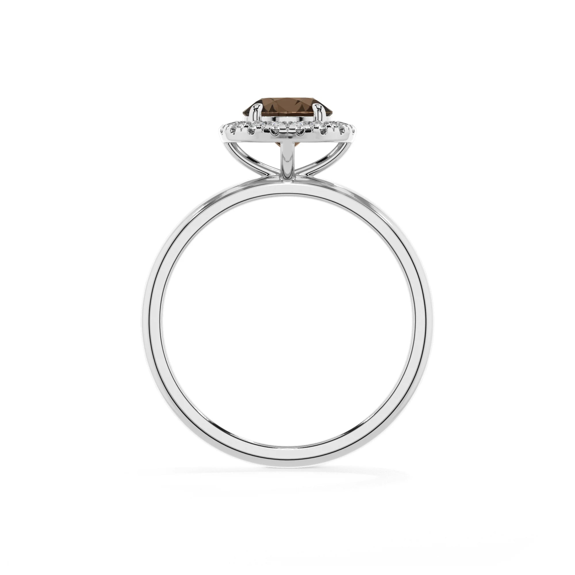 natural smoky-quartz round solitaire rings in platinum