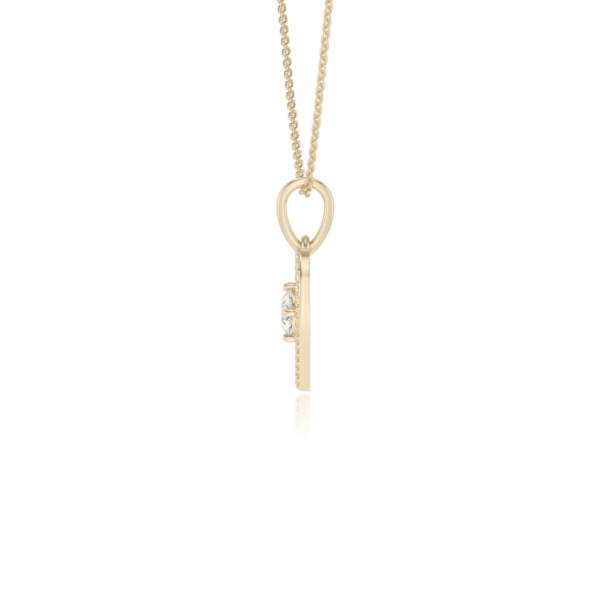 lab grown moissanite round infinity necklaces in yellow gold