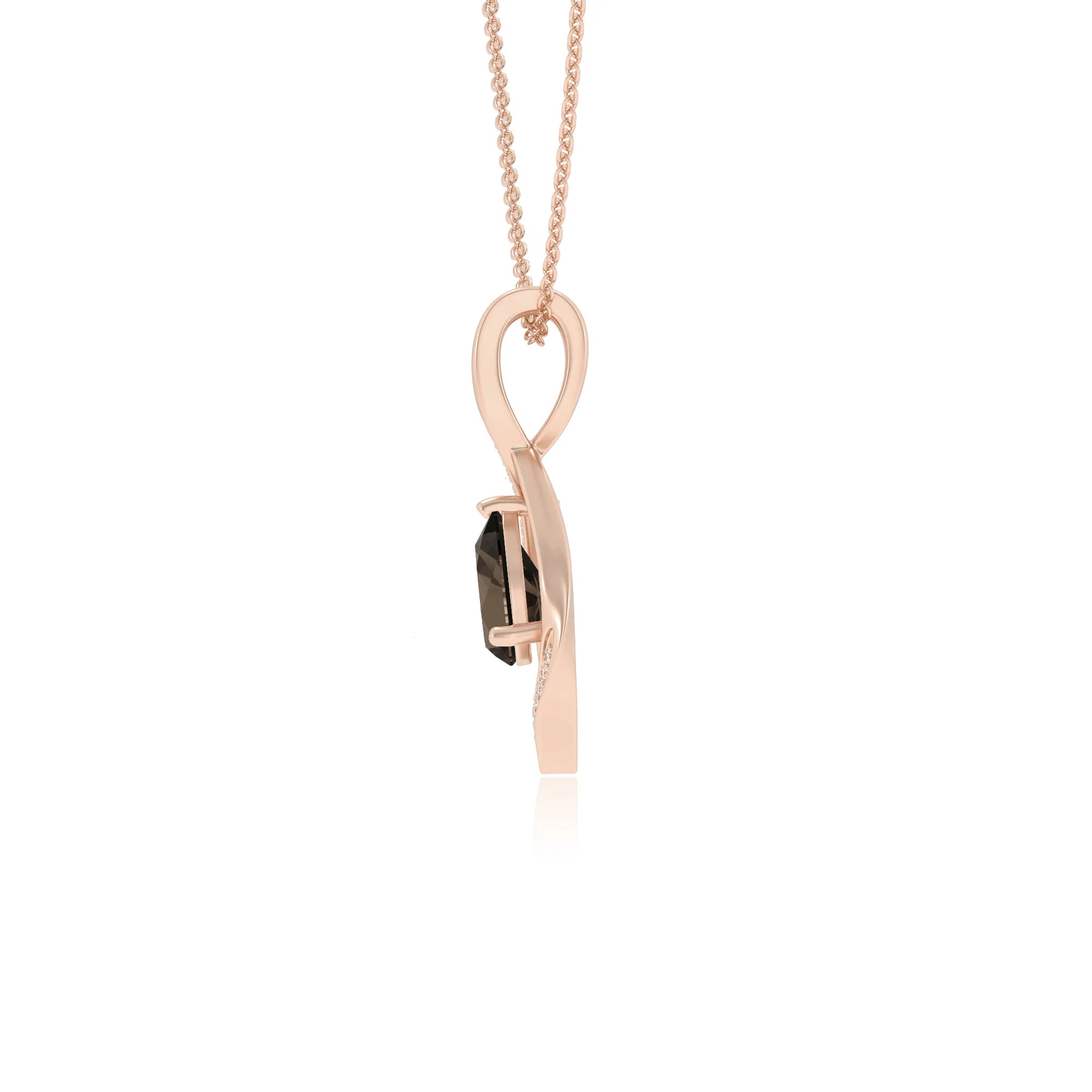 natural smoky-quartz pear solitaire necklaces in rose gold