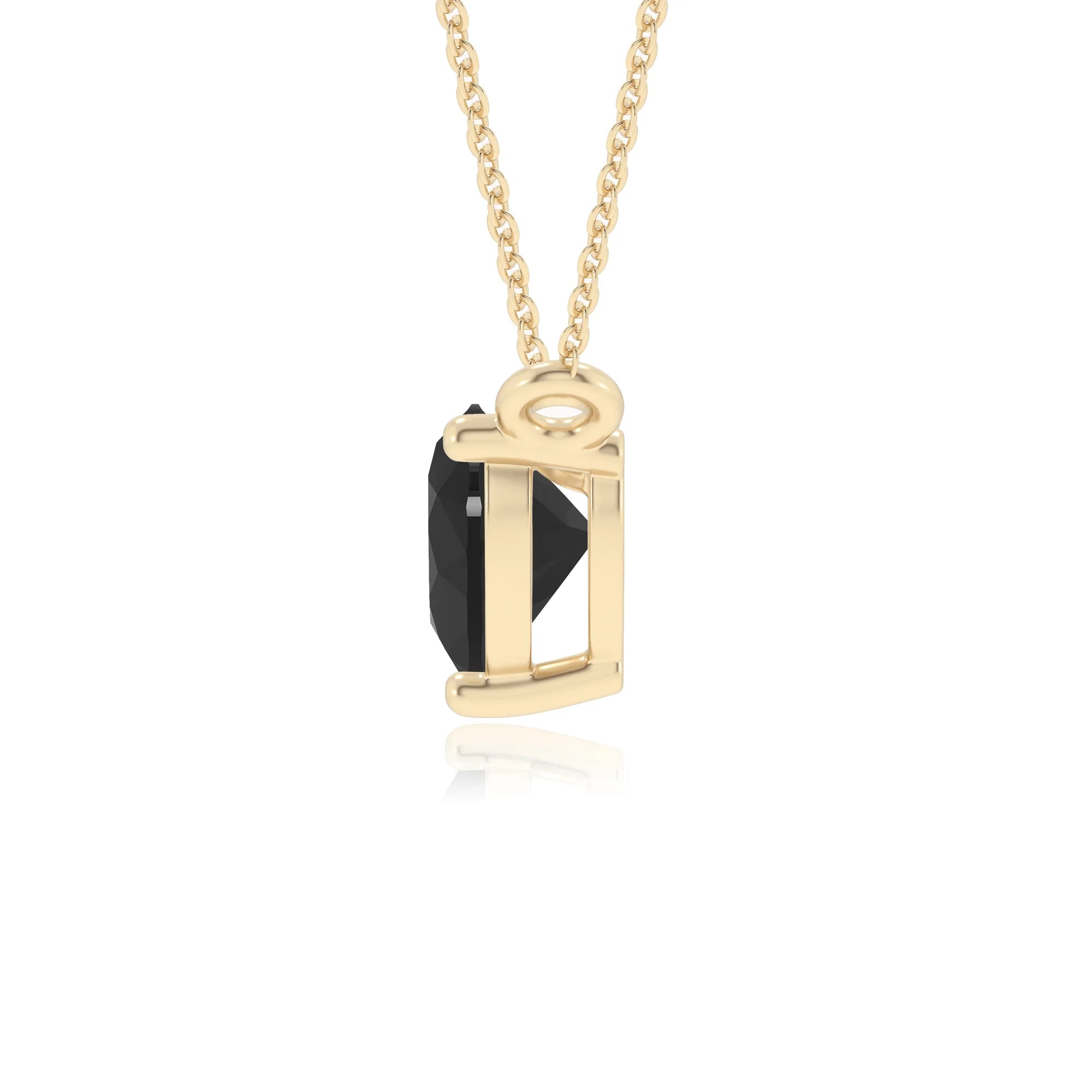 natural black-onyx heart solitaire necklaces in yellow gold