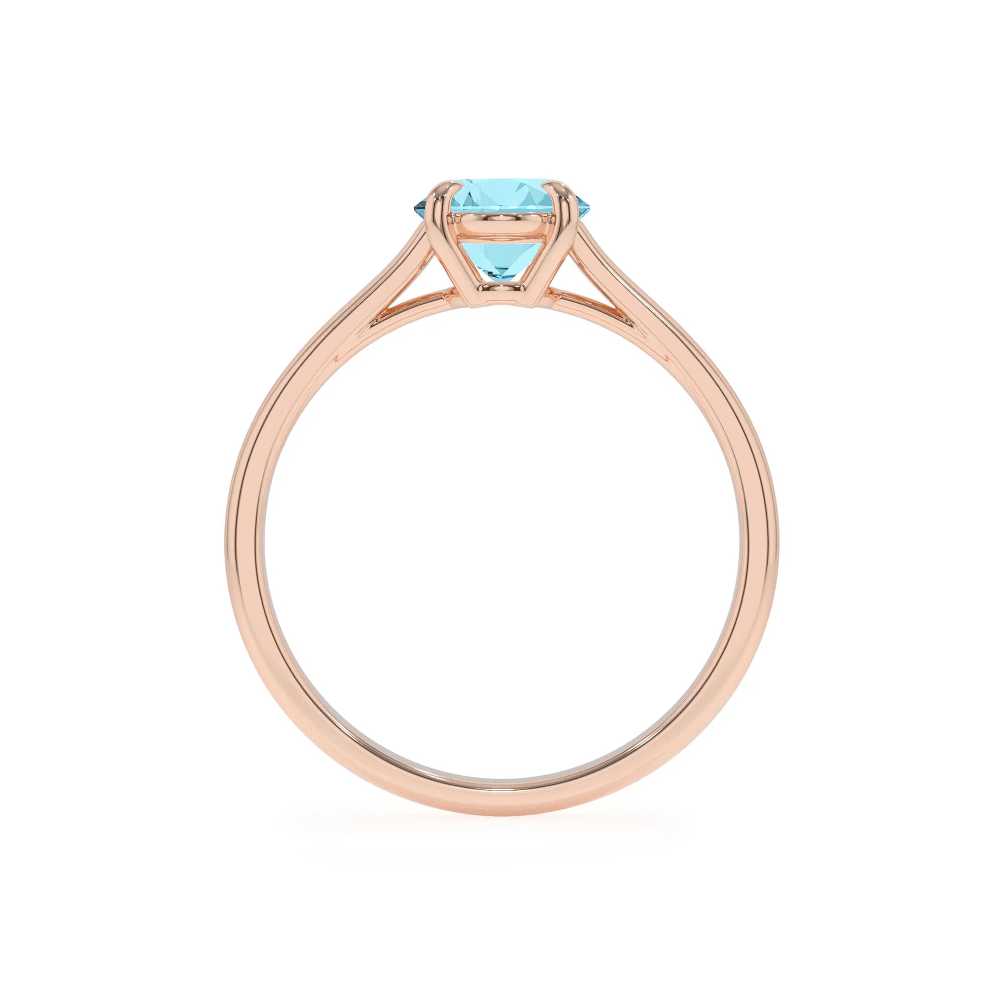 lab grown aquamarine oval solitaire rings in rose gold