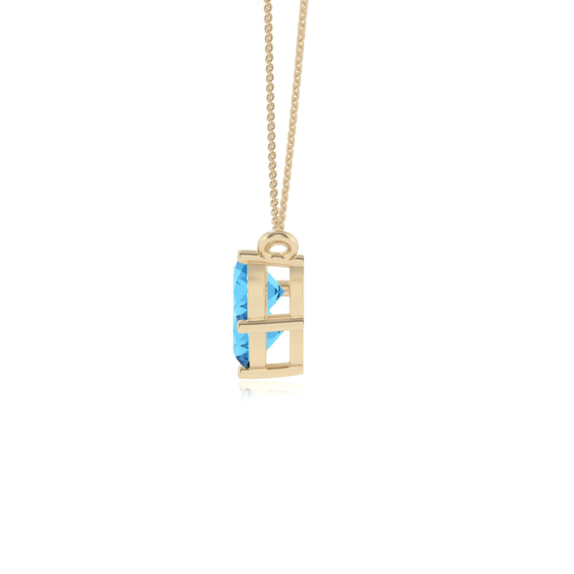 natural swiss-blue-topaz round solitaire v-bale necklaces in yellow gold