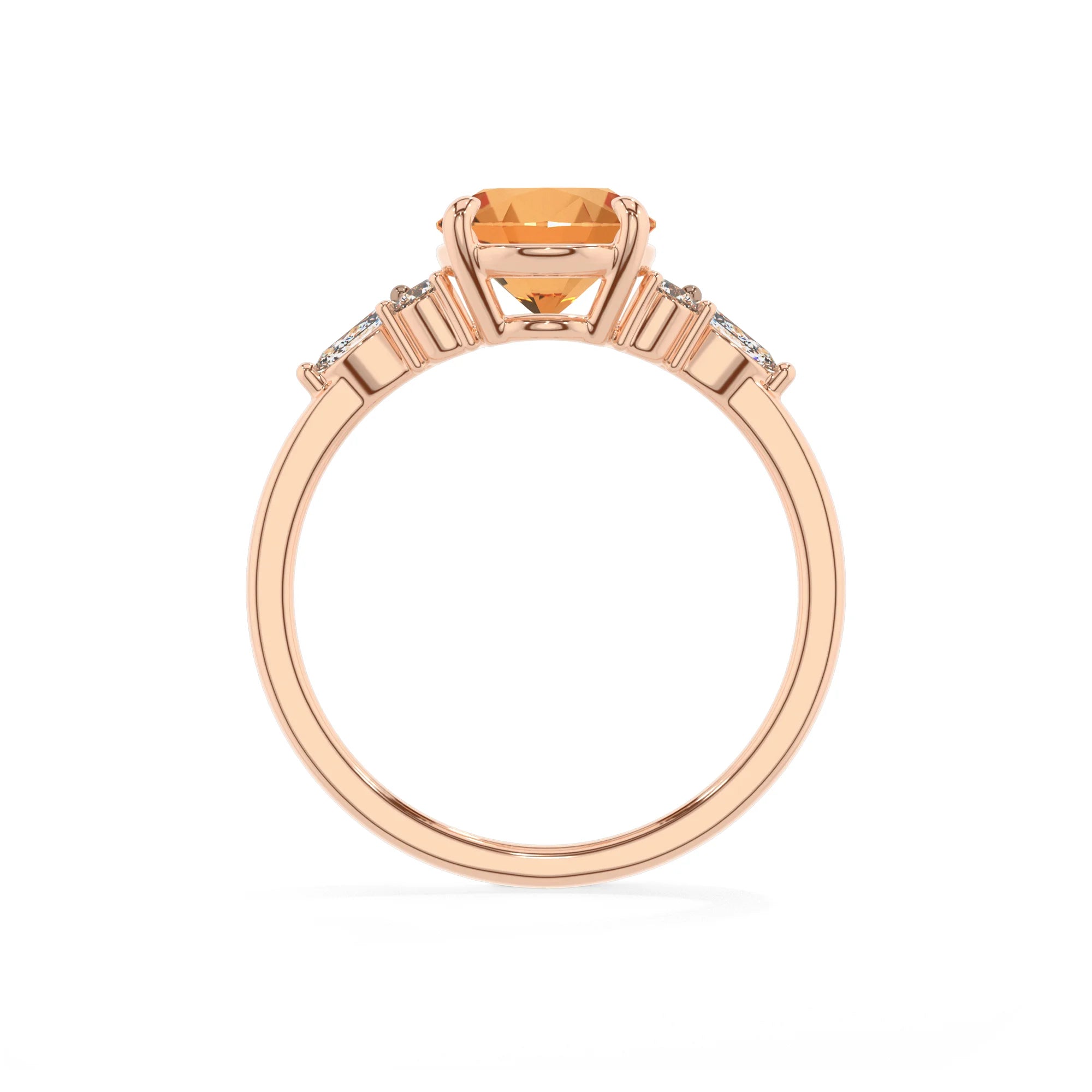 lab grown citrine oval solitaire rings in rose gold