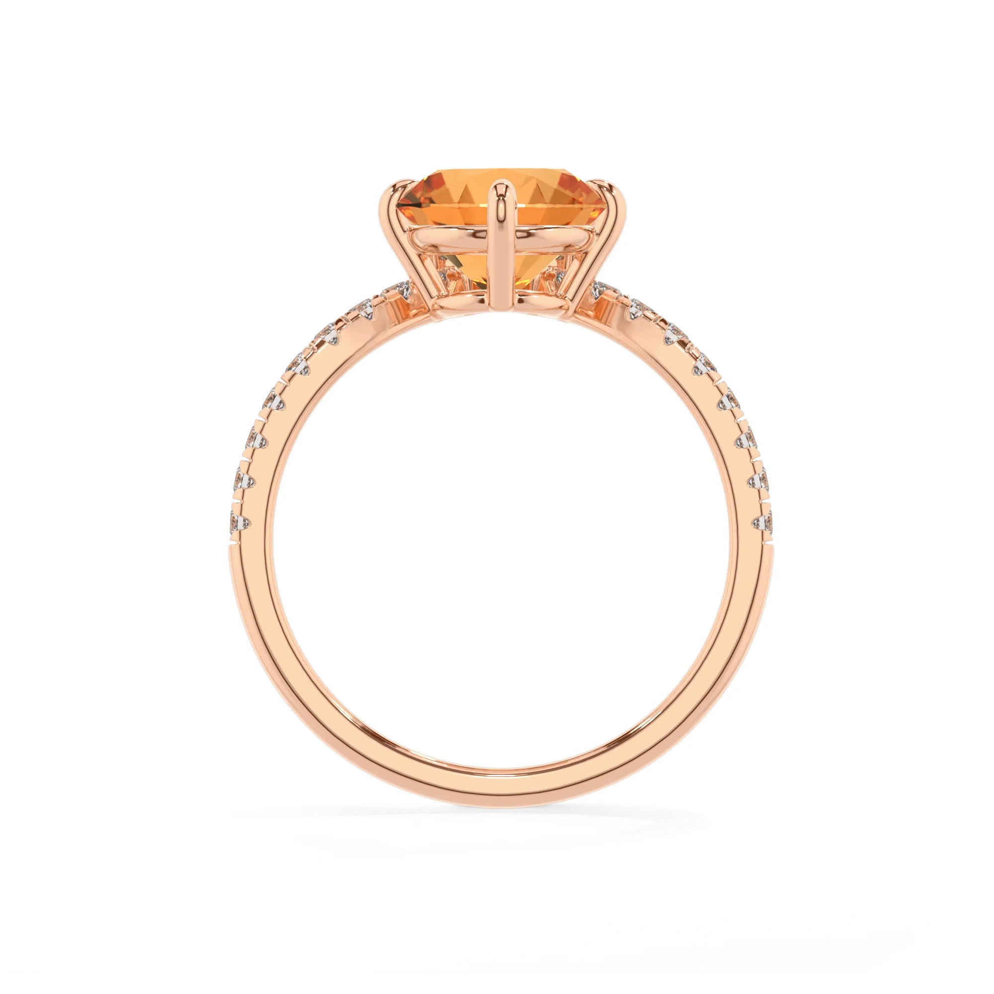 lab grown citrine round solitaire rings in rose gold