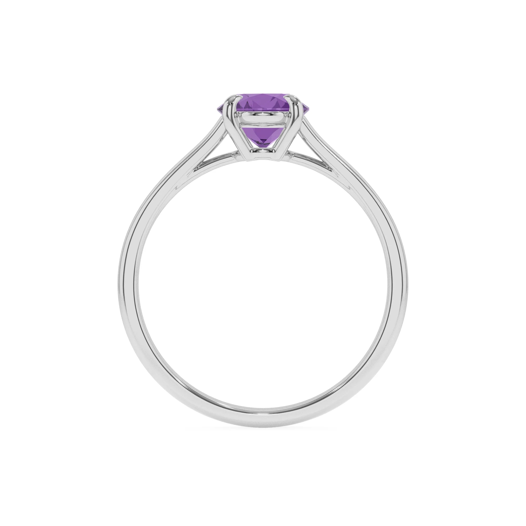 lab grown amethyst oval solitaire rings in white gold