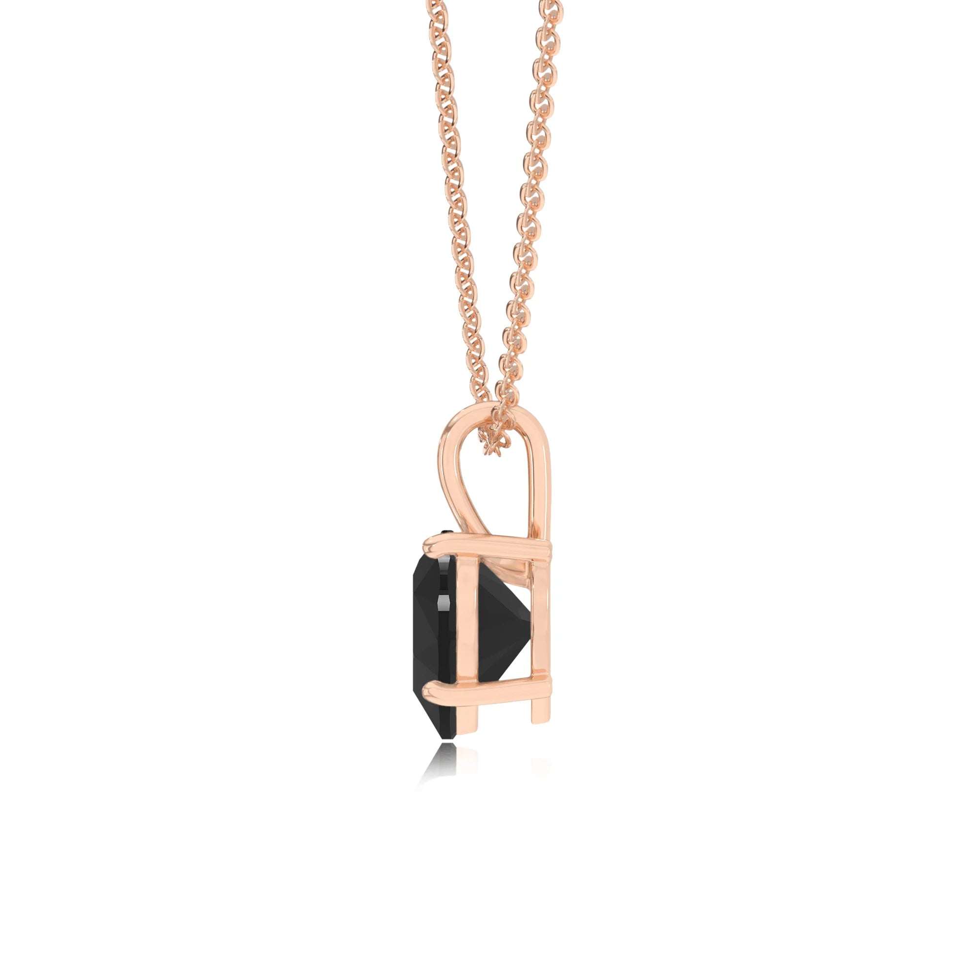 natural black-onyx heart solitaire necklaces in rose gold