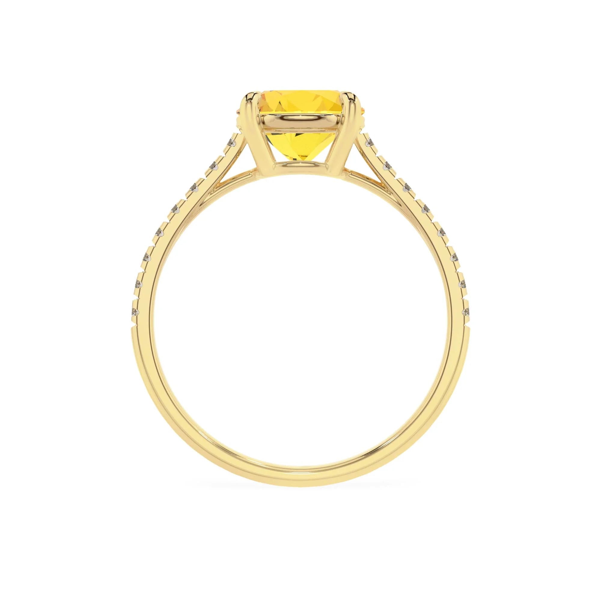 lab grown yellow-sapphire round half eternity solitaire engagement rings in yellow gold