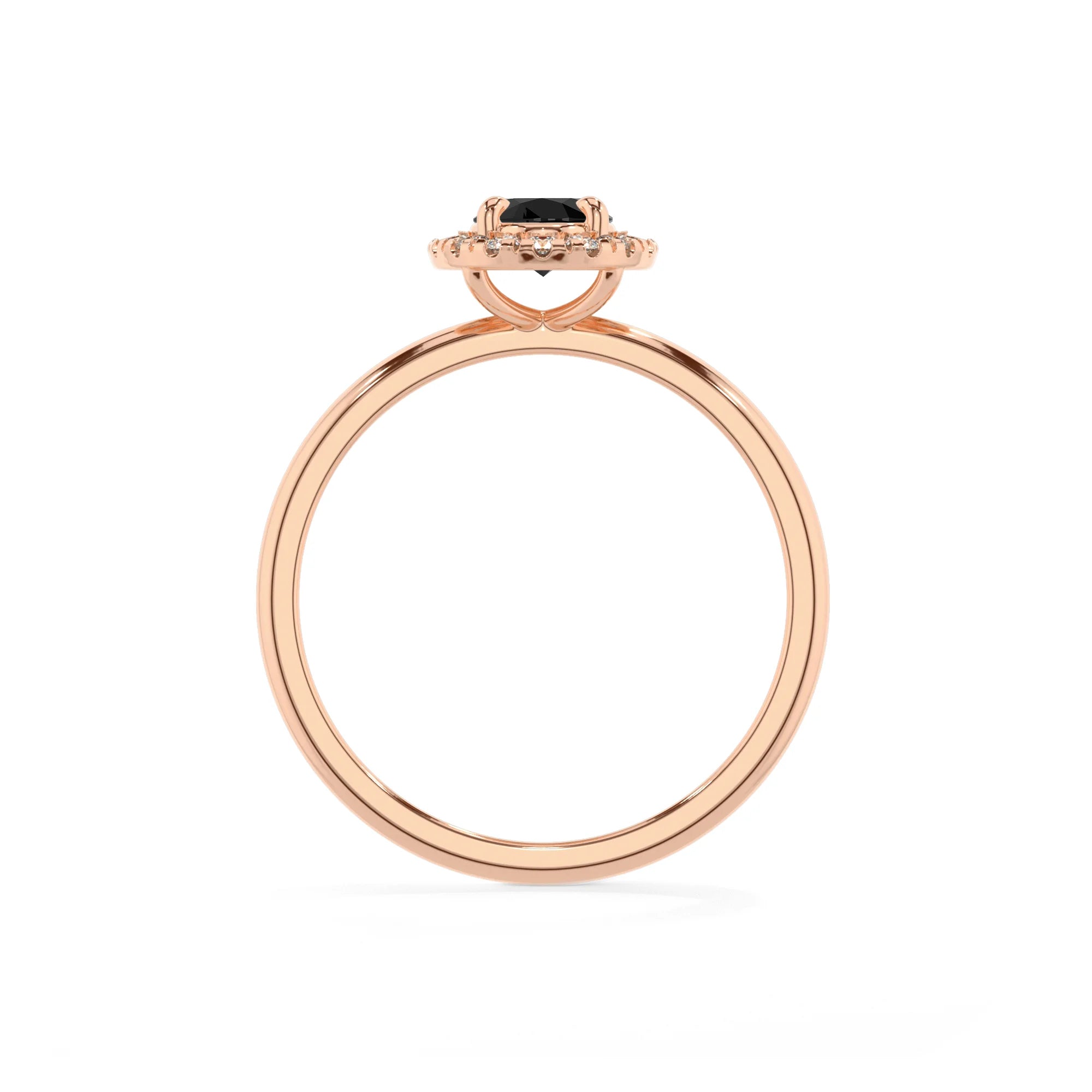 natural black-onyx oval solitaire rings in rose gold
