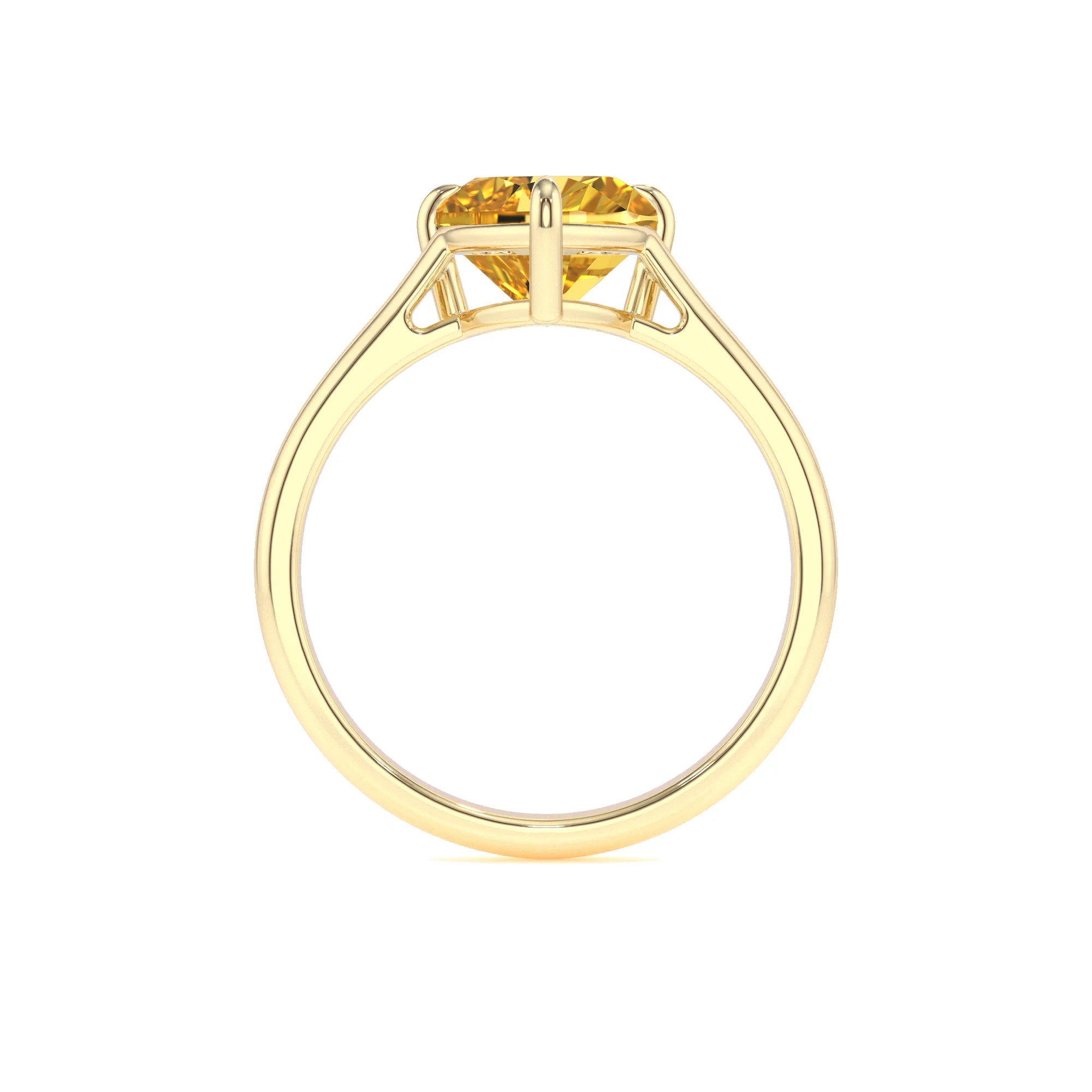 lab grown yellow-sapphire heart solitaire rings in yellow gold