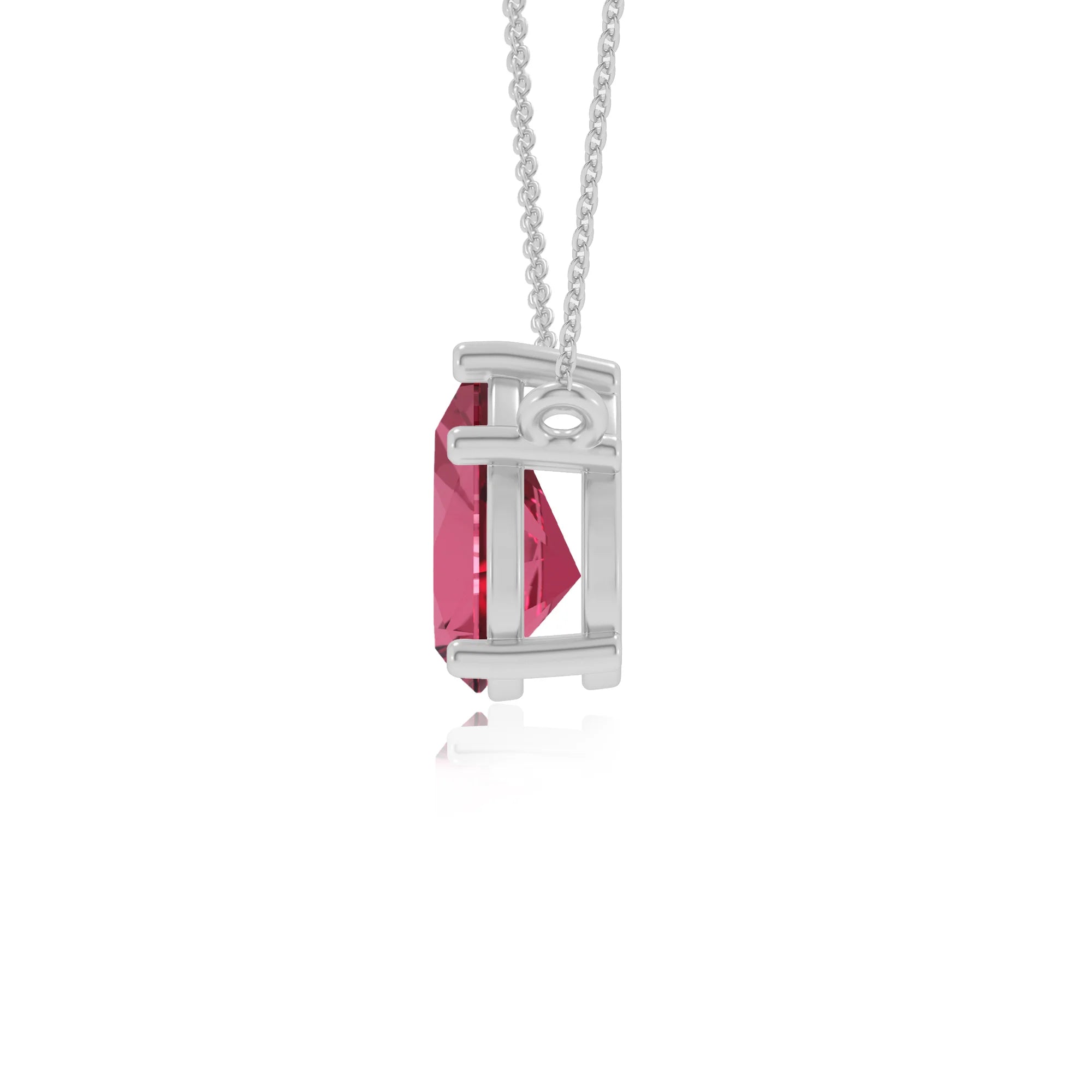 lab grown pink-tourmaline pear solitaire necklaces in sterling silver