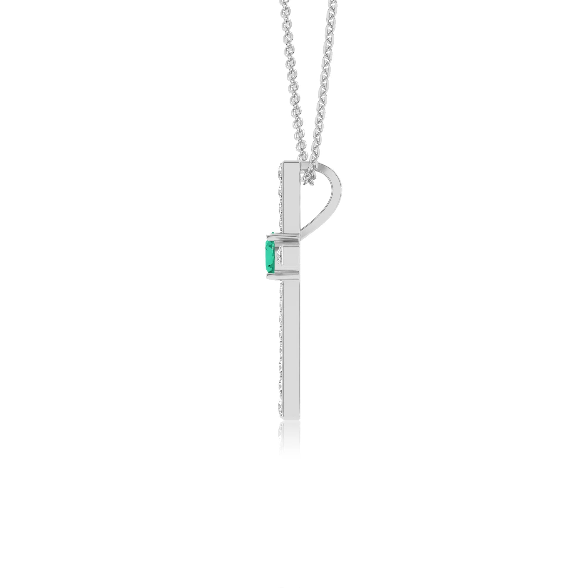 lab grown emerald round infinity necklaces in white gold