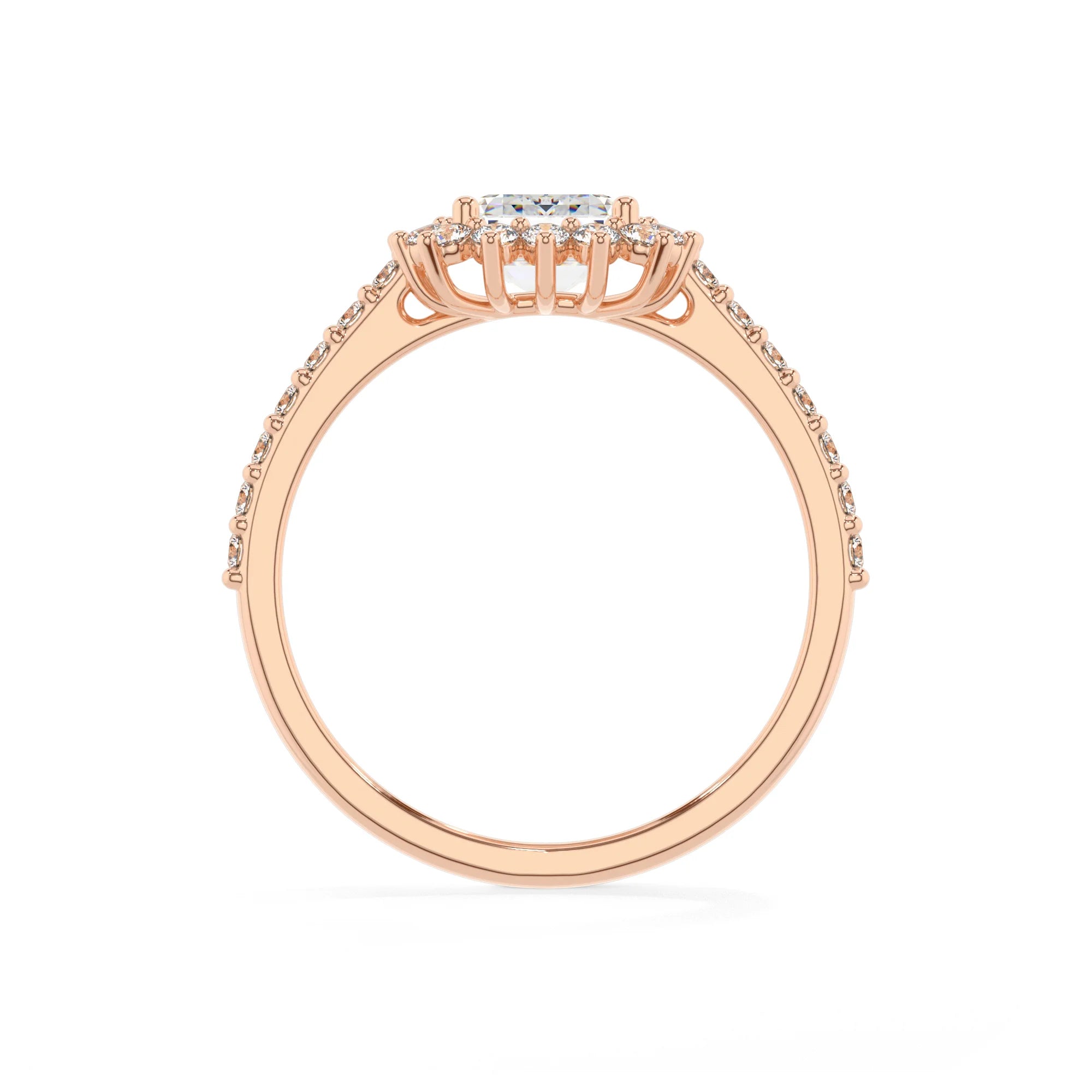 lab grown moissanite asscher solitaire rings in rose gold