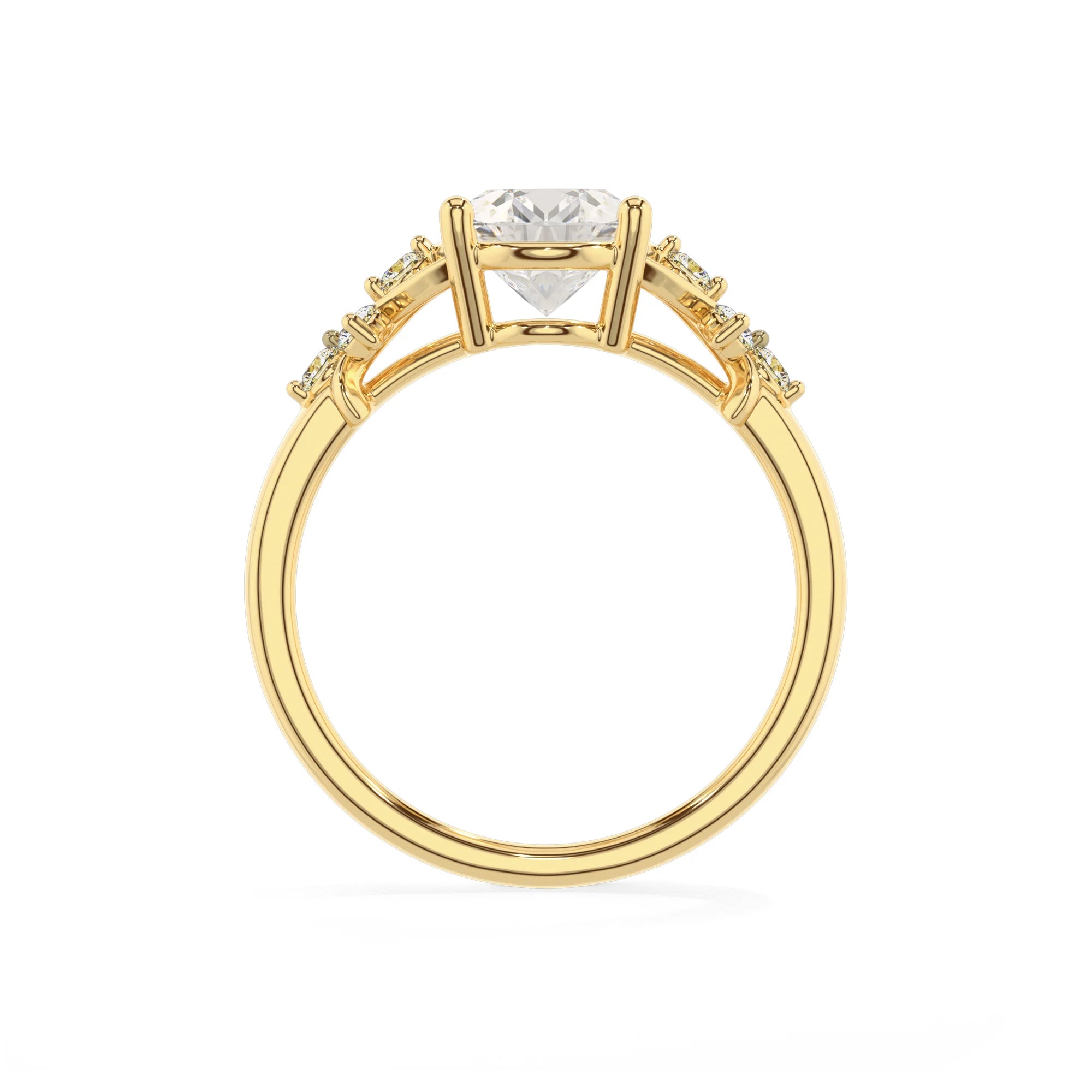 lab grown moissanite oval solitaire rings in yellow gold