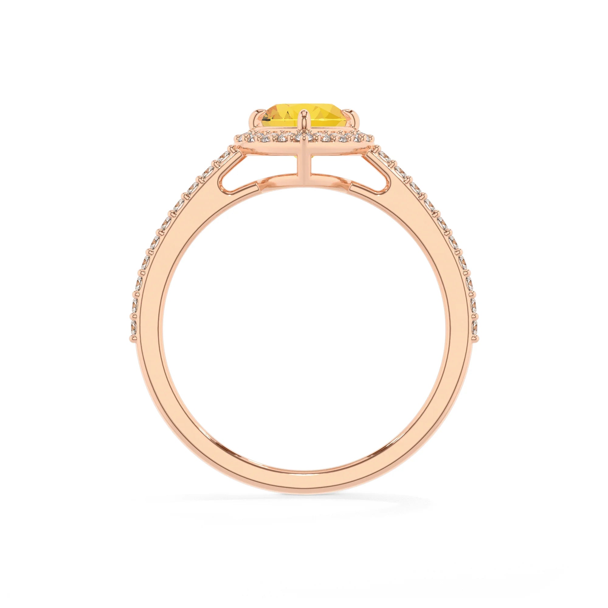 lab grown yellow-sapphire heart solitaire rings in rose gold
