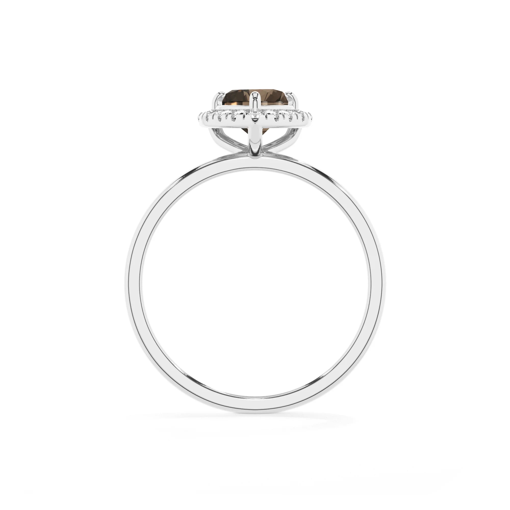 natural smoky-quartz heart solitaire rings in white gold