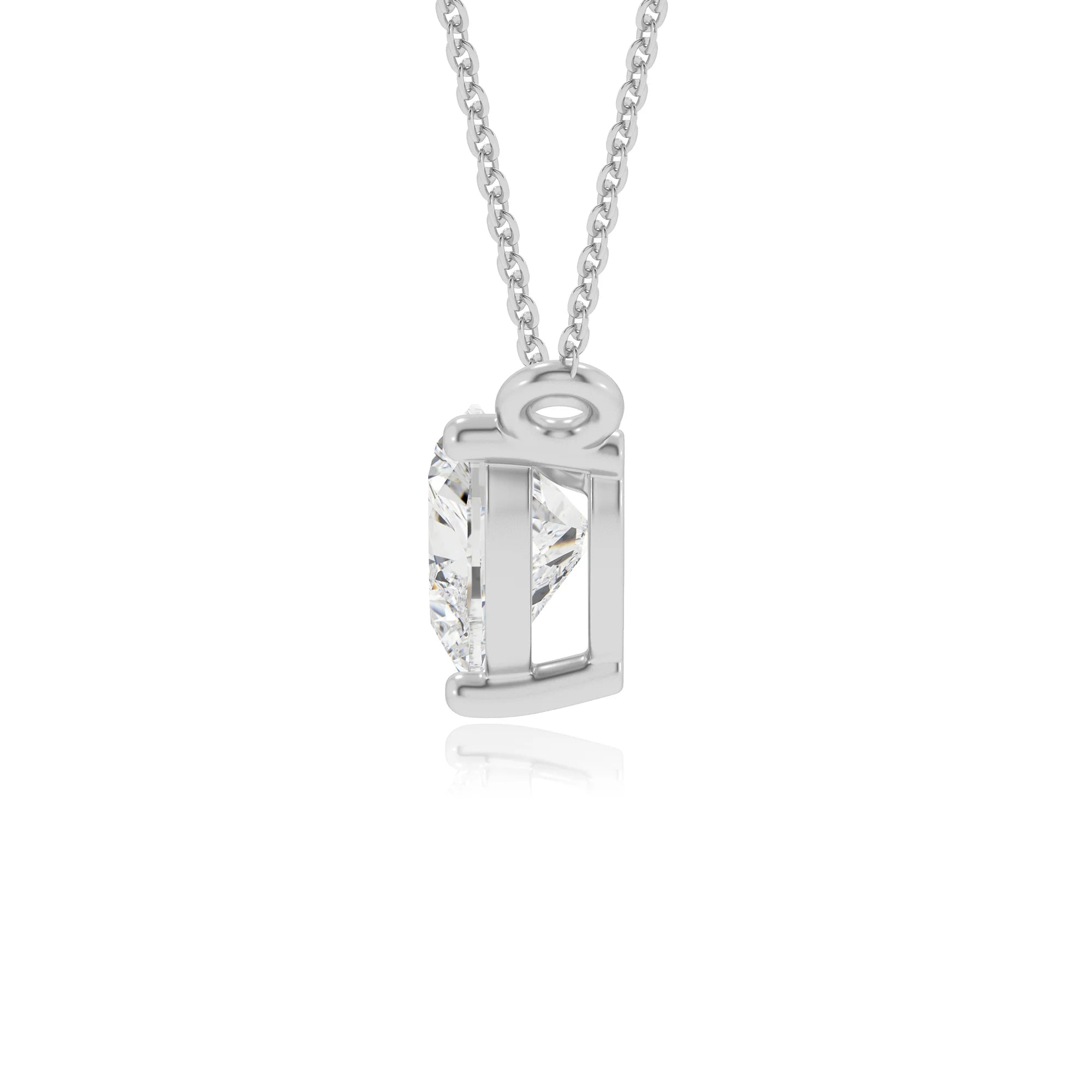 lab grown moissanite heart solitaire necklaces in white gold