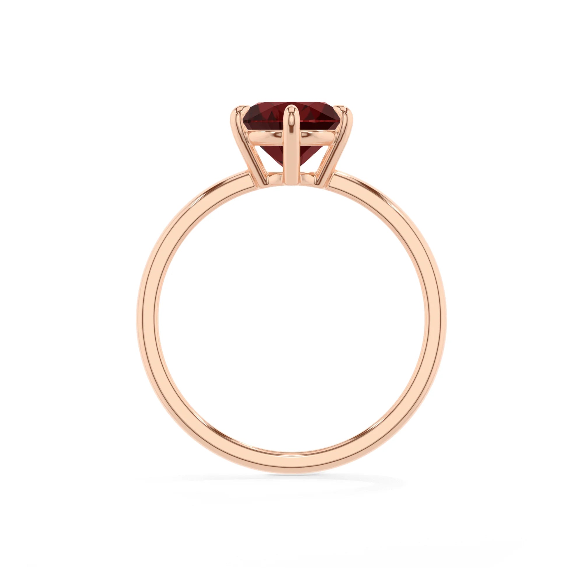 natural garnet round solitaire rings in rose gold