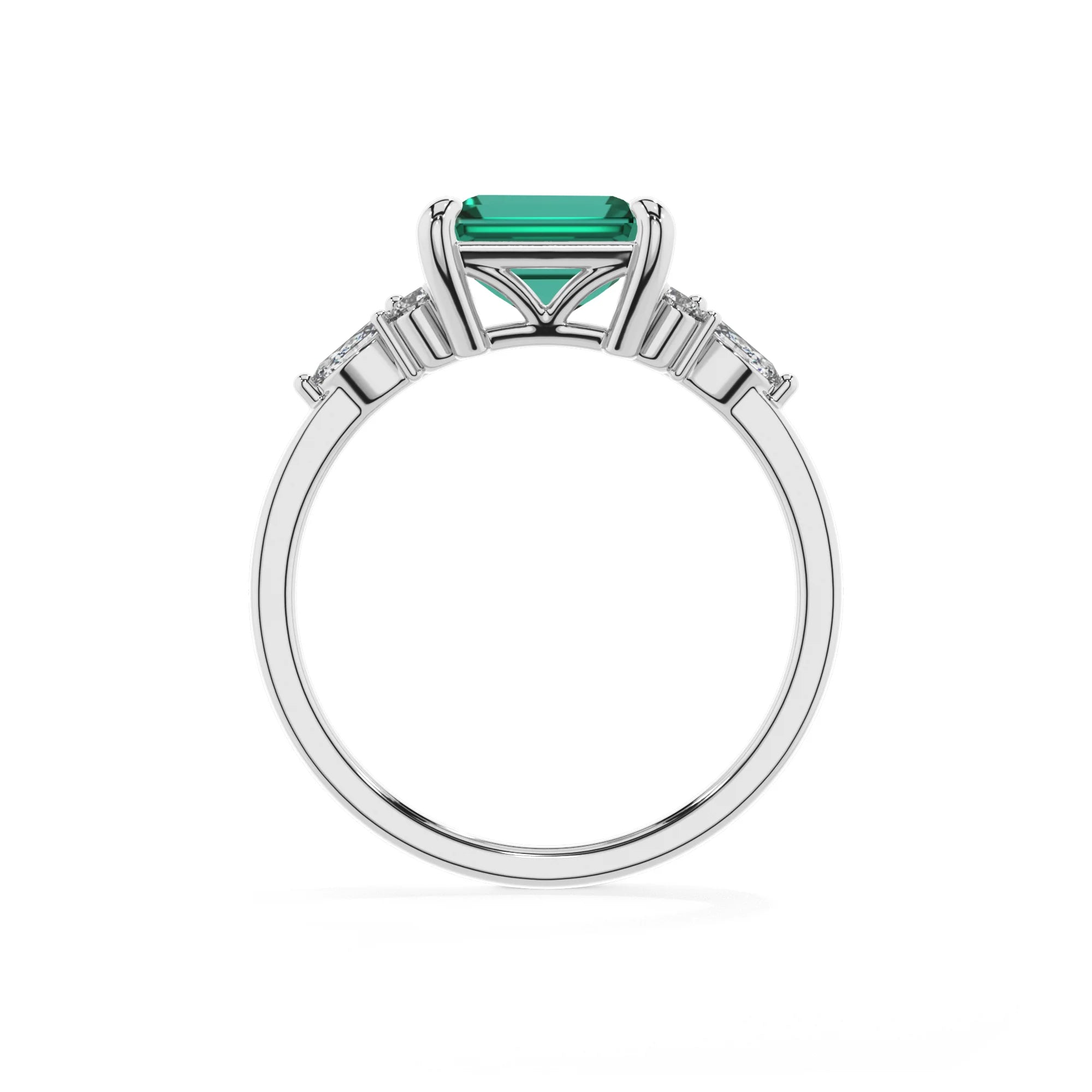 lab grown emerald octogon cut solitaire rings in platinum