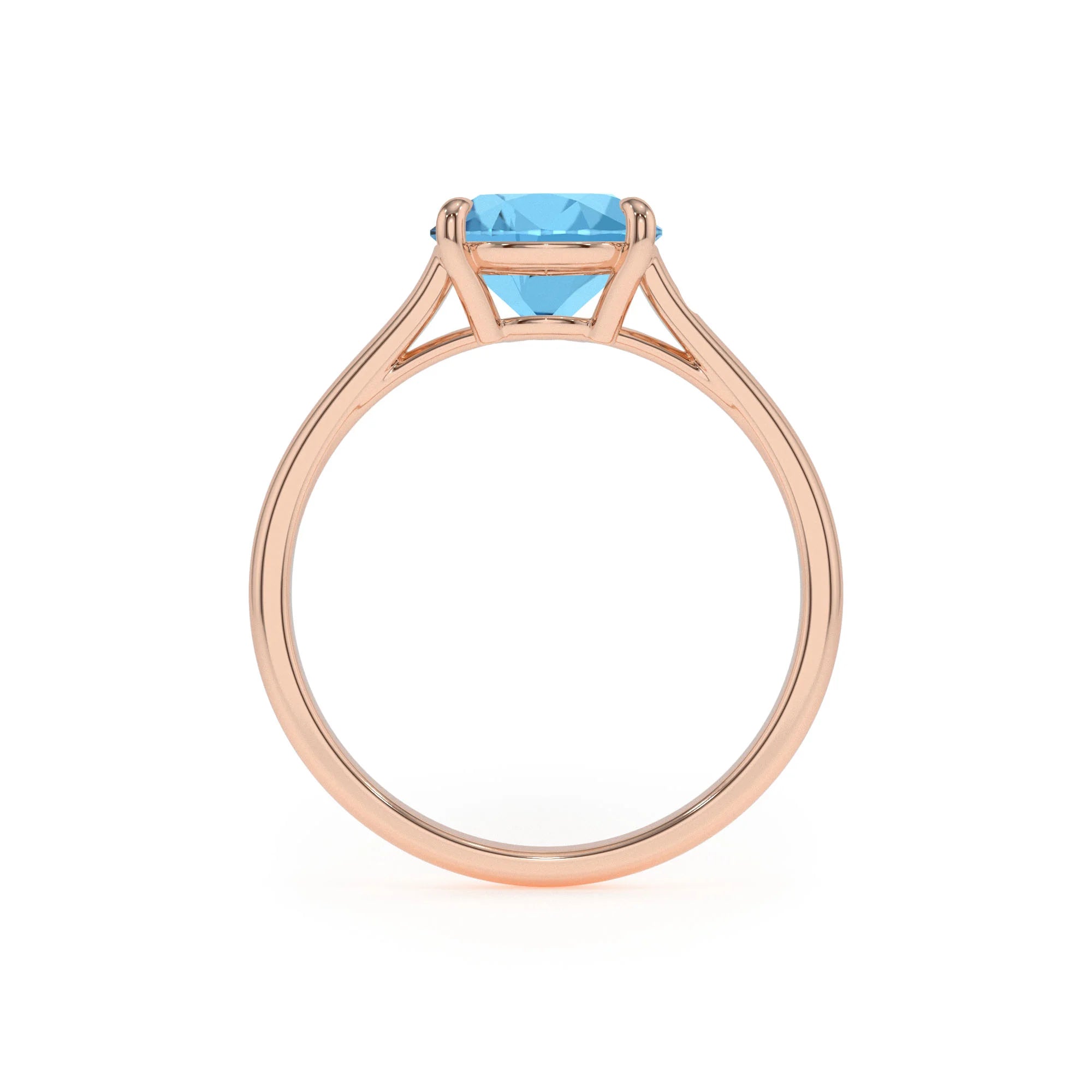 natural swiss-blue-topaz cushion solitaire rings in rose gold