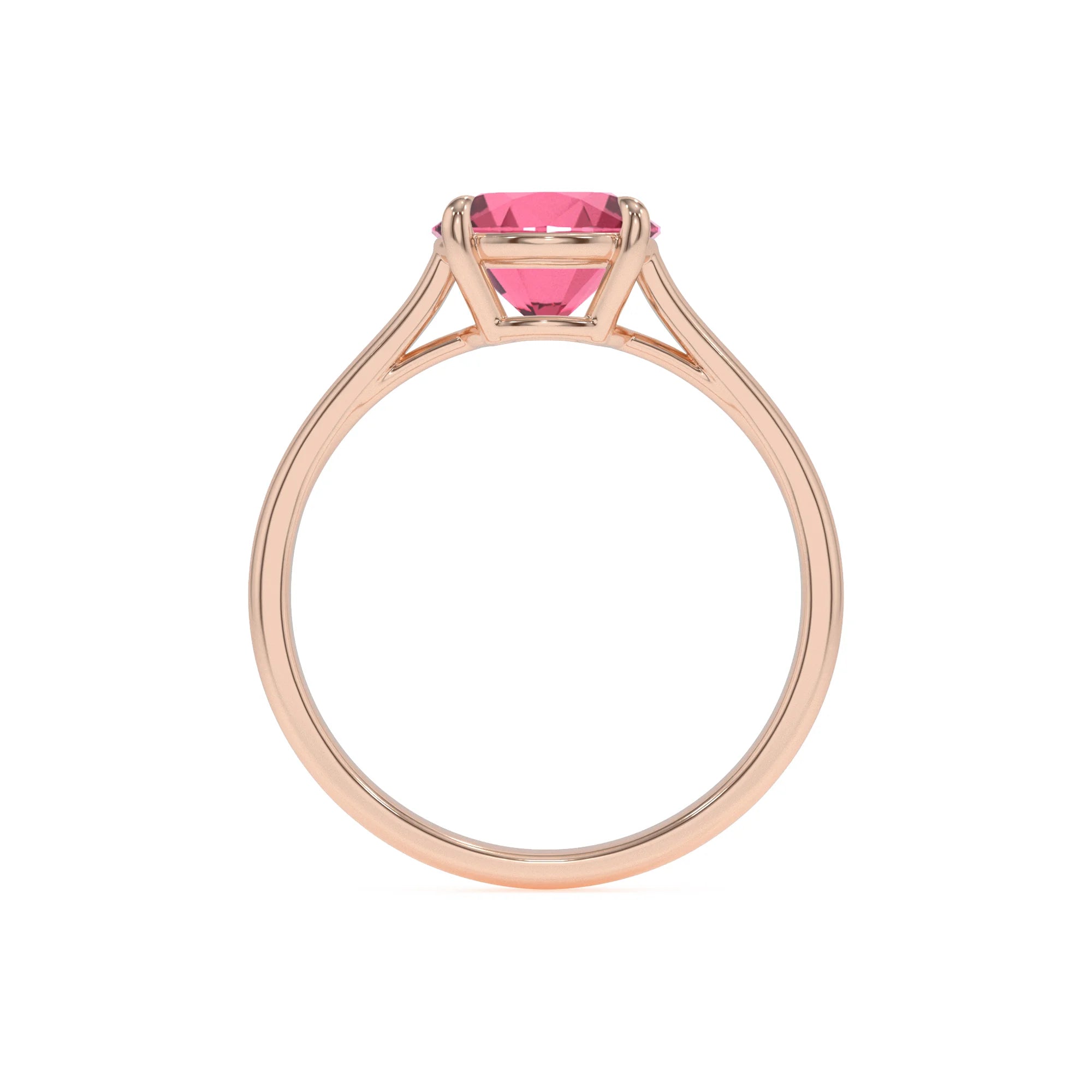 lab grown pink-tourmaline round solitaire rings in rose gold