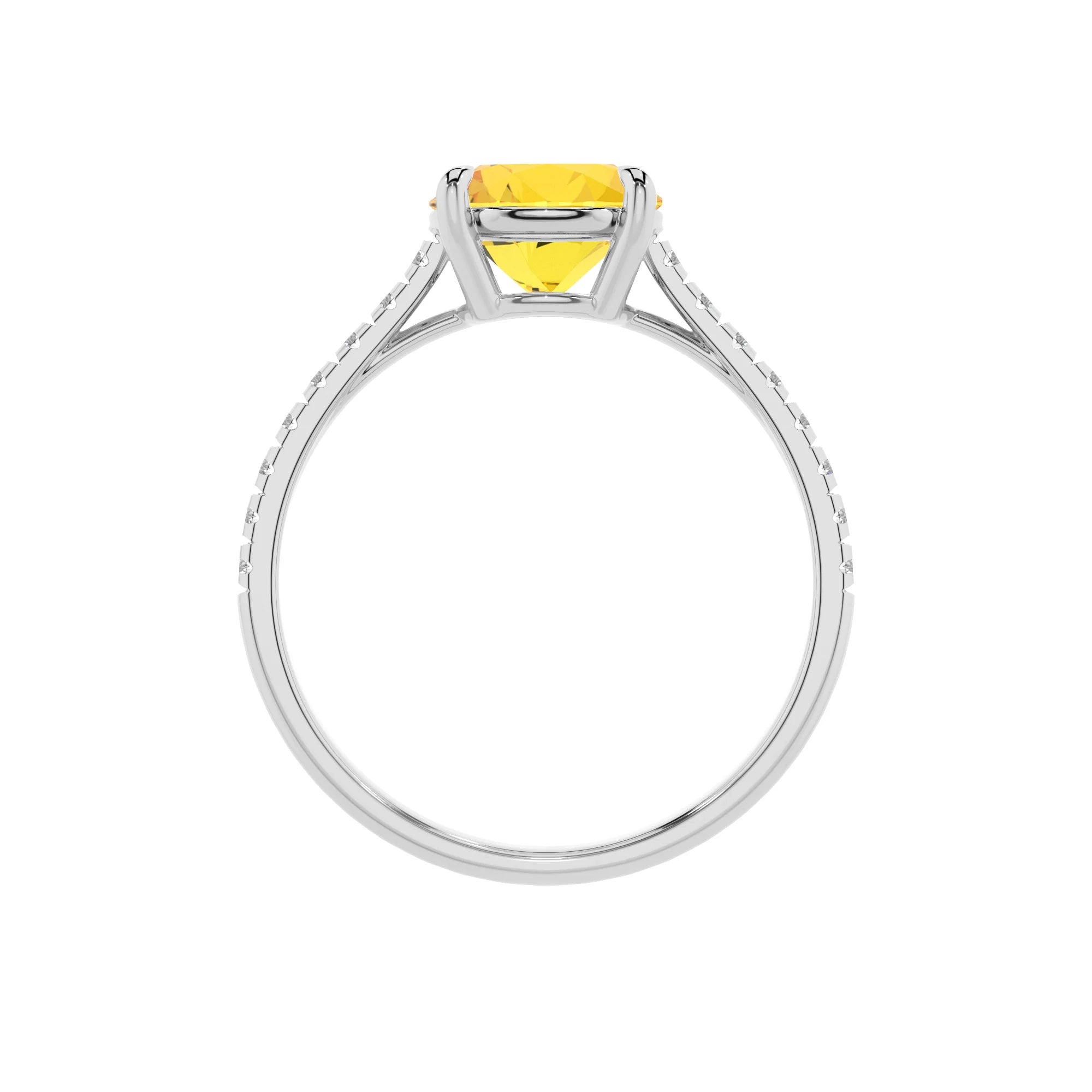 lab grown yellow-sapphire round half eternity solitaire engagement rings in platinum