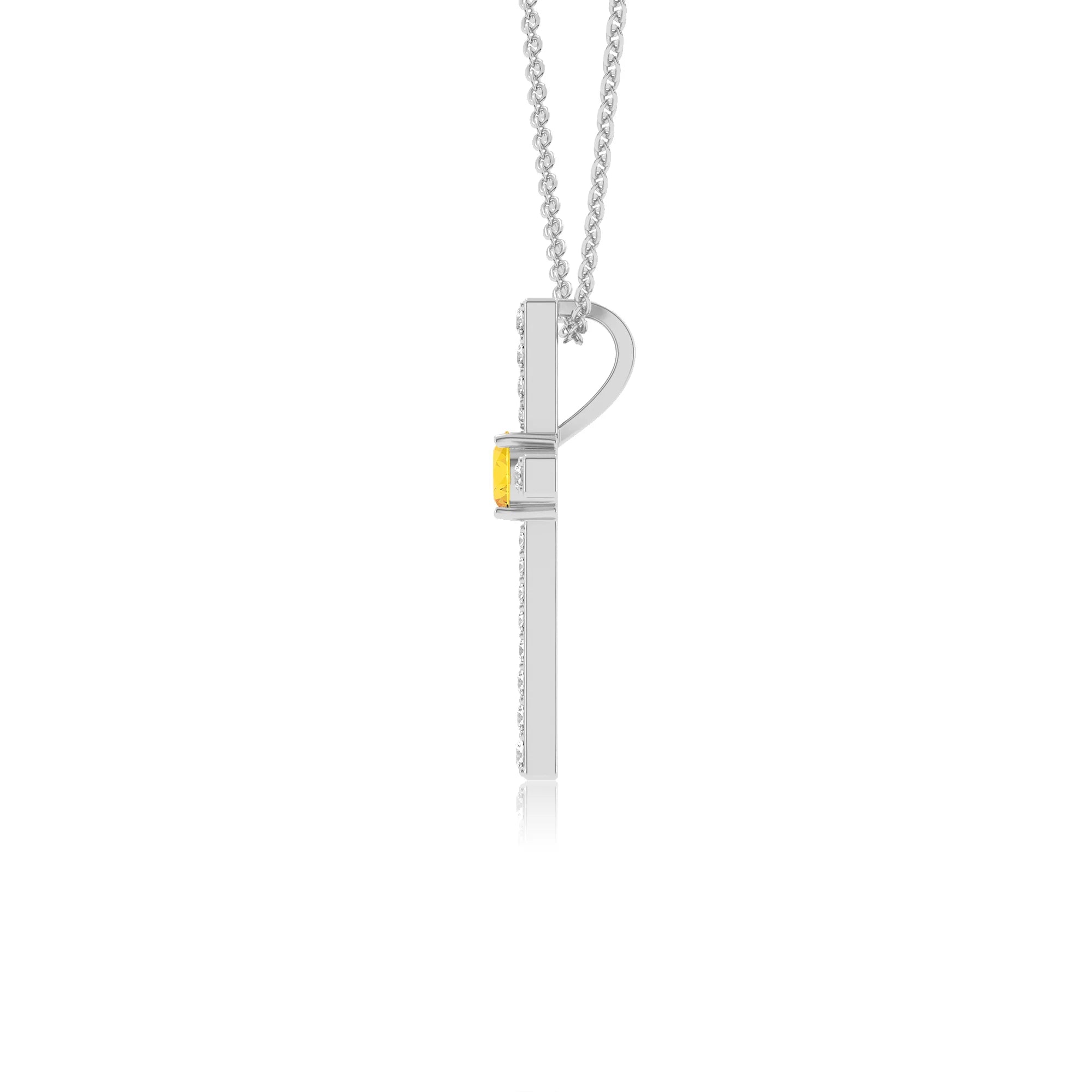 lab grown yellow-sapphire round infinity necklaces in platinum