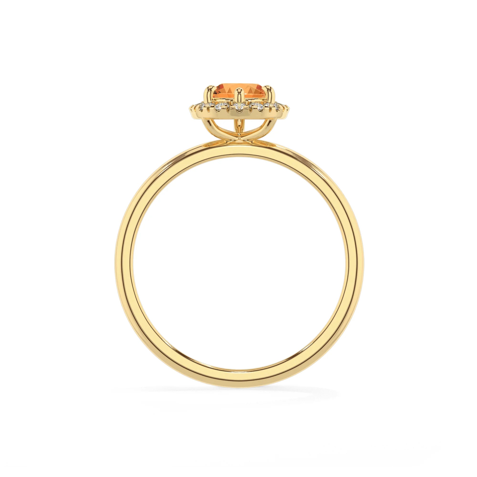 lab grown citrine pear solitaire rings in yellow gold