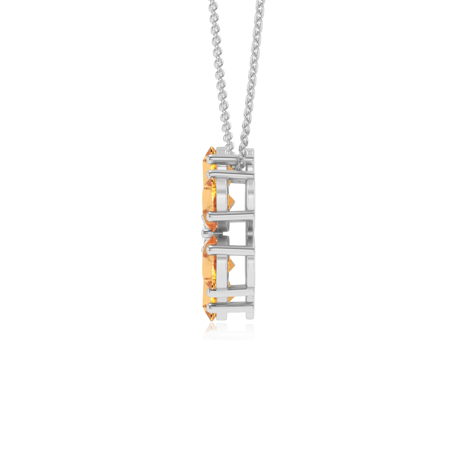 lab grown citrine pear solitaire necklaces in sterling silver