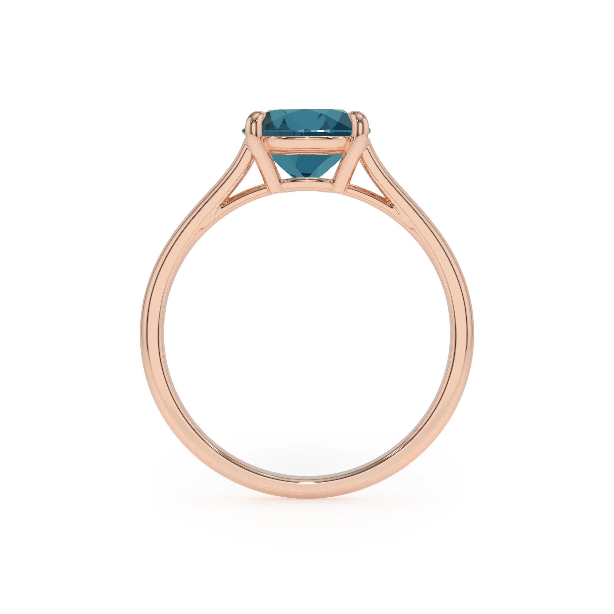 natural london-blue-topaz pear solitaire rings in rose gold