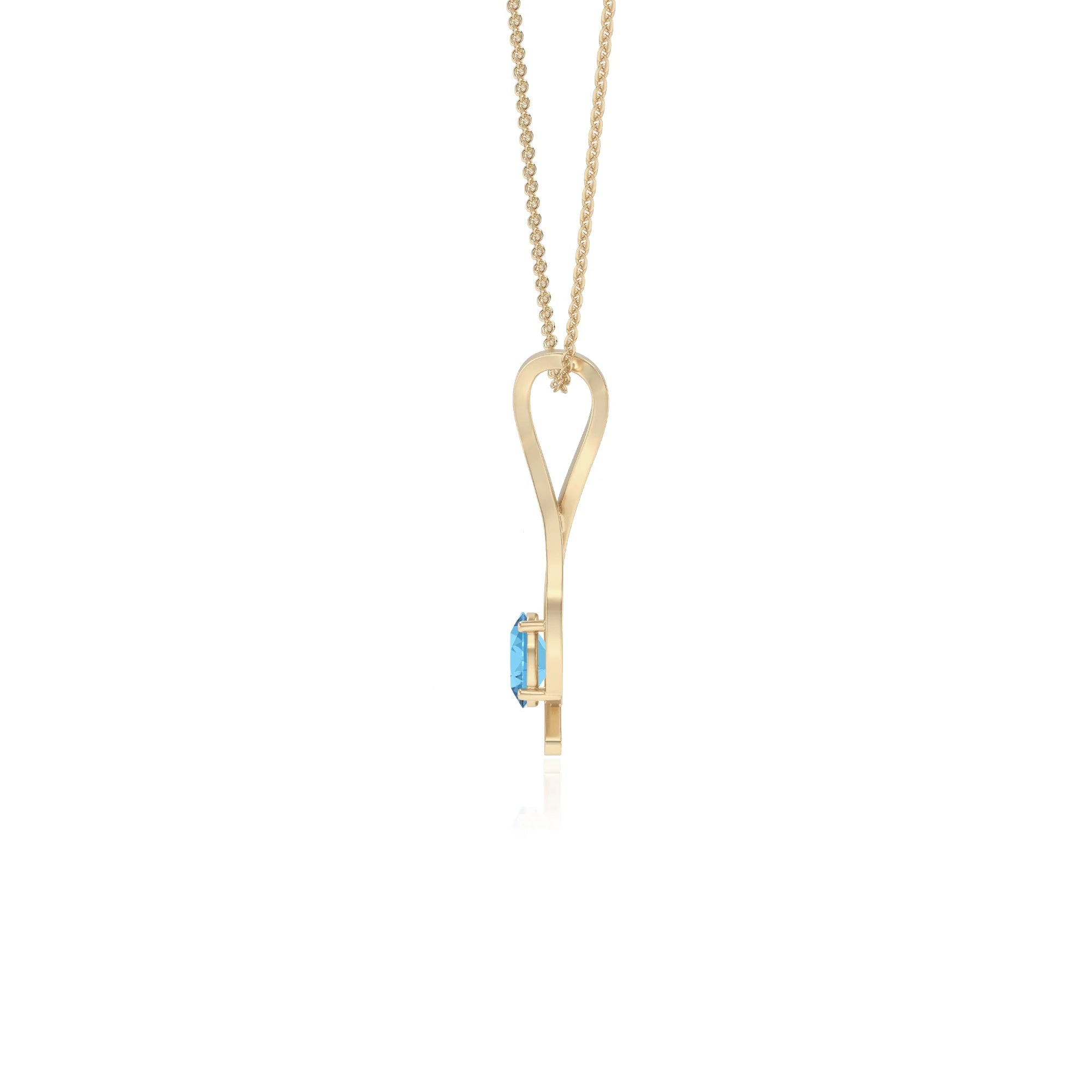natural swiss-blue-topaz oval solitaire necklaces in yellow gold