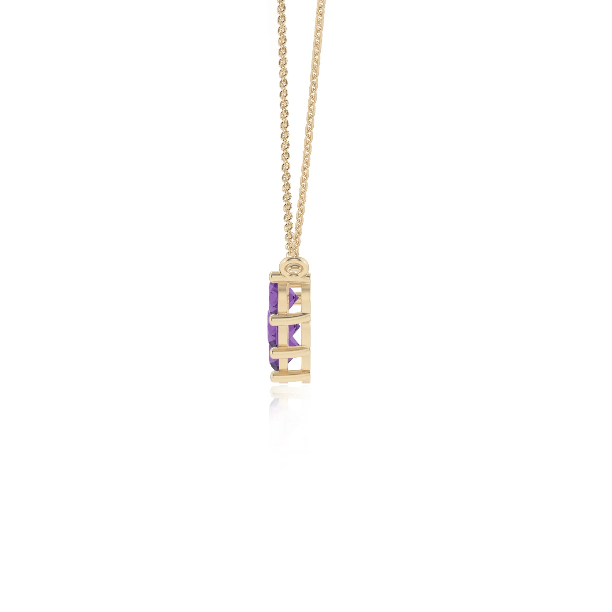 lab grown amethyst round bar necklaces in yellow gold
